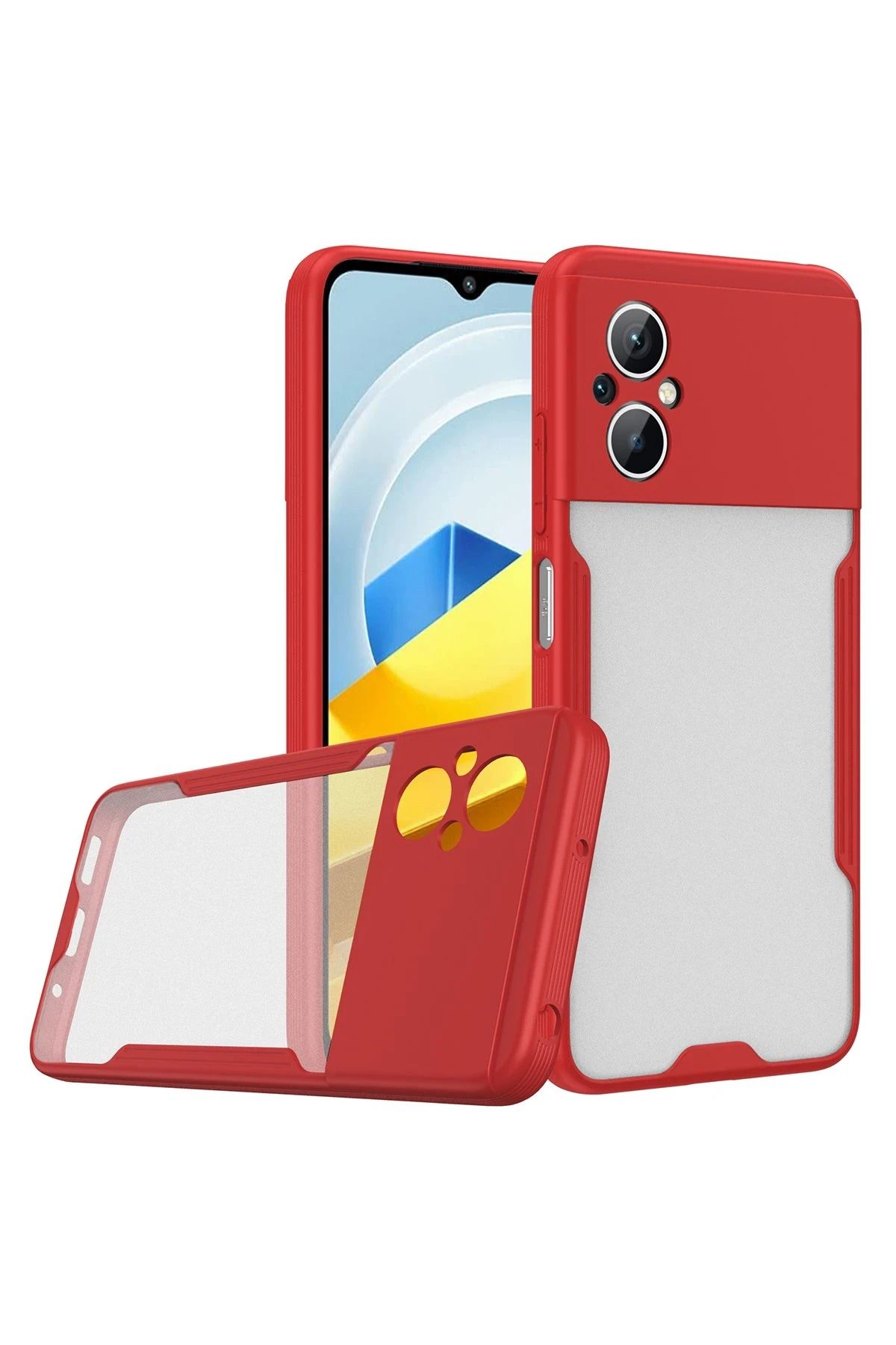 NewFace Xiaomi Poco M5 Kılıf Platin Silikon - Kırmızı NRMSA