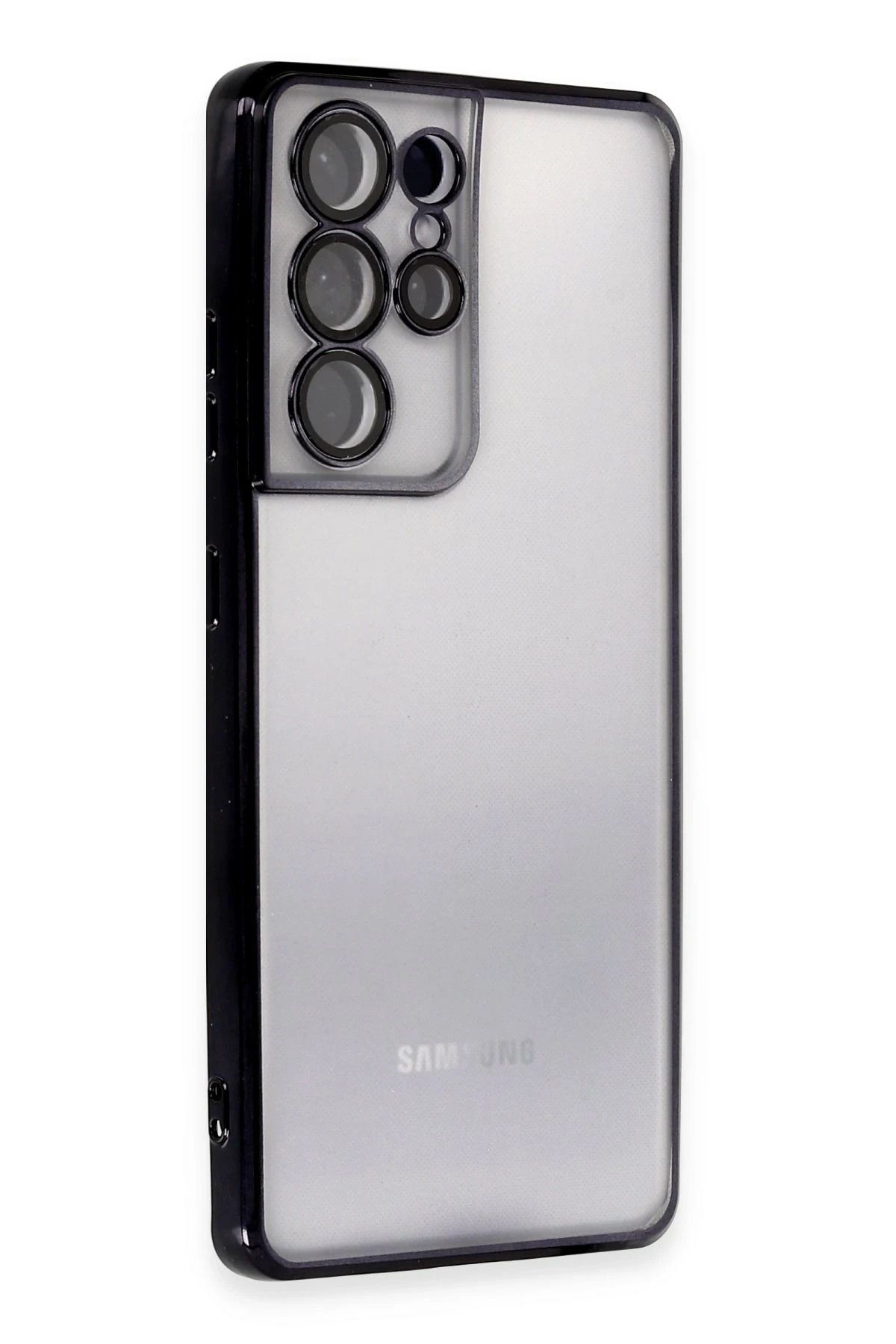 NewFace Samsung Galaxy S21 Ultra Kılıf Lensli Silikon - Siyah YNSMR
