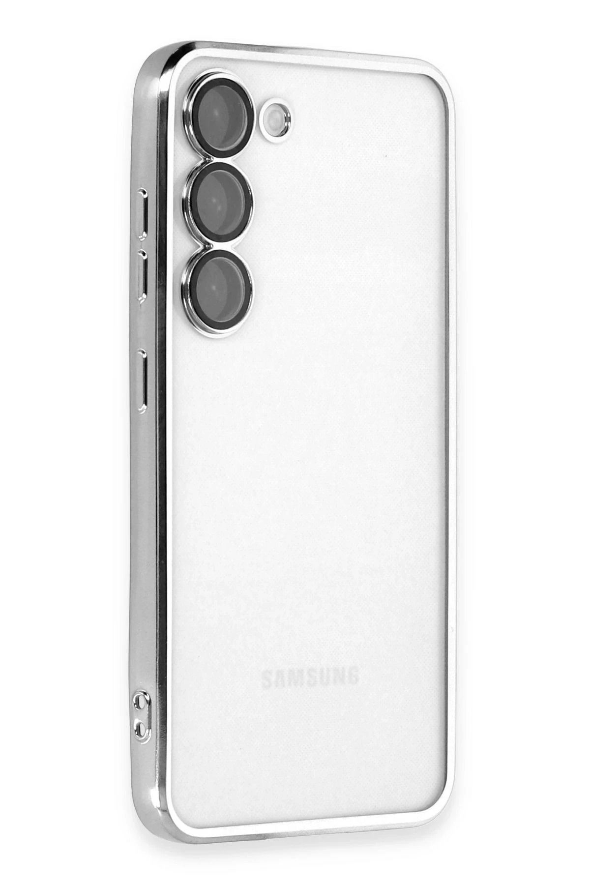 NewFace Samsung Galaxy S23 Plus Kılıf Lensli Silikon - Gümüş LZWDR