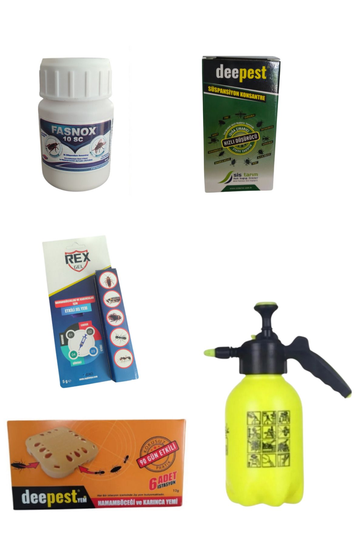 SİSTARIM Kalorifer Böceği Gümüş Böceği İlaçlama/Fasnox50ML-Deepest25ML/6'Lı Tablet+RexJel5GR/2Lt pompa