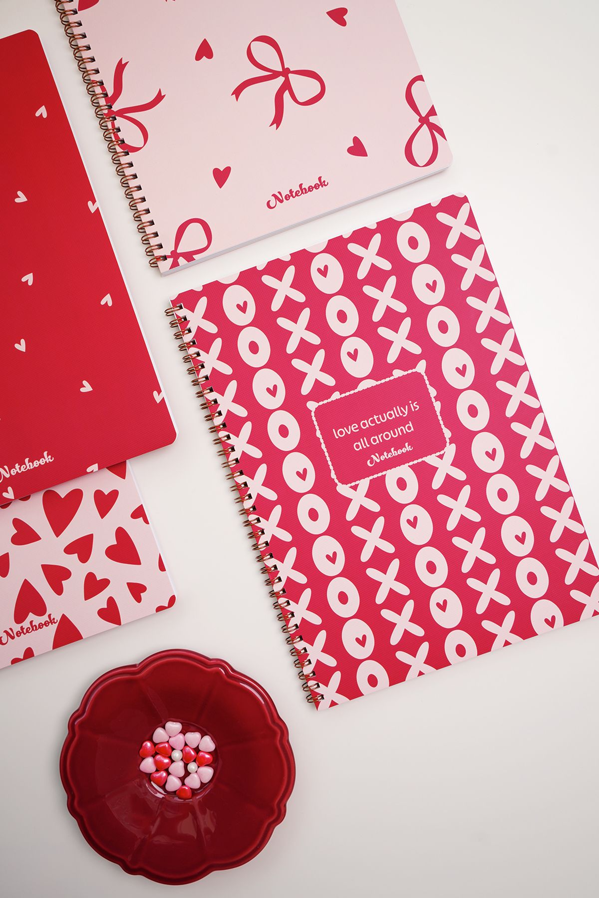 Matt Notebook-دفتر مدرسي حلزوني مقاس A4 مكون من 80 ورقة، مجموعة من 4 - مسطر 3