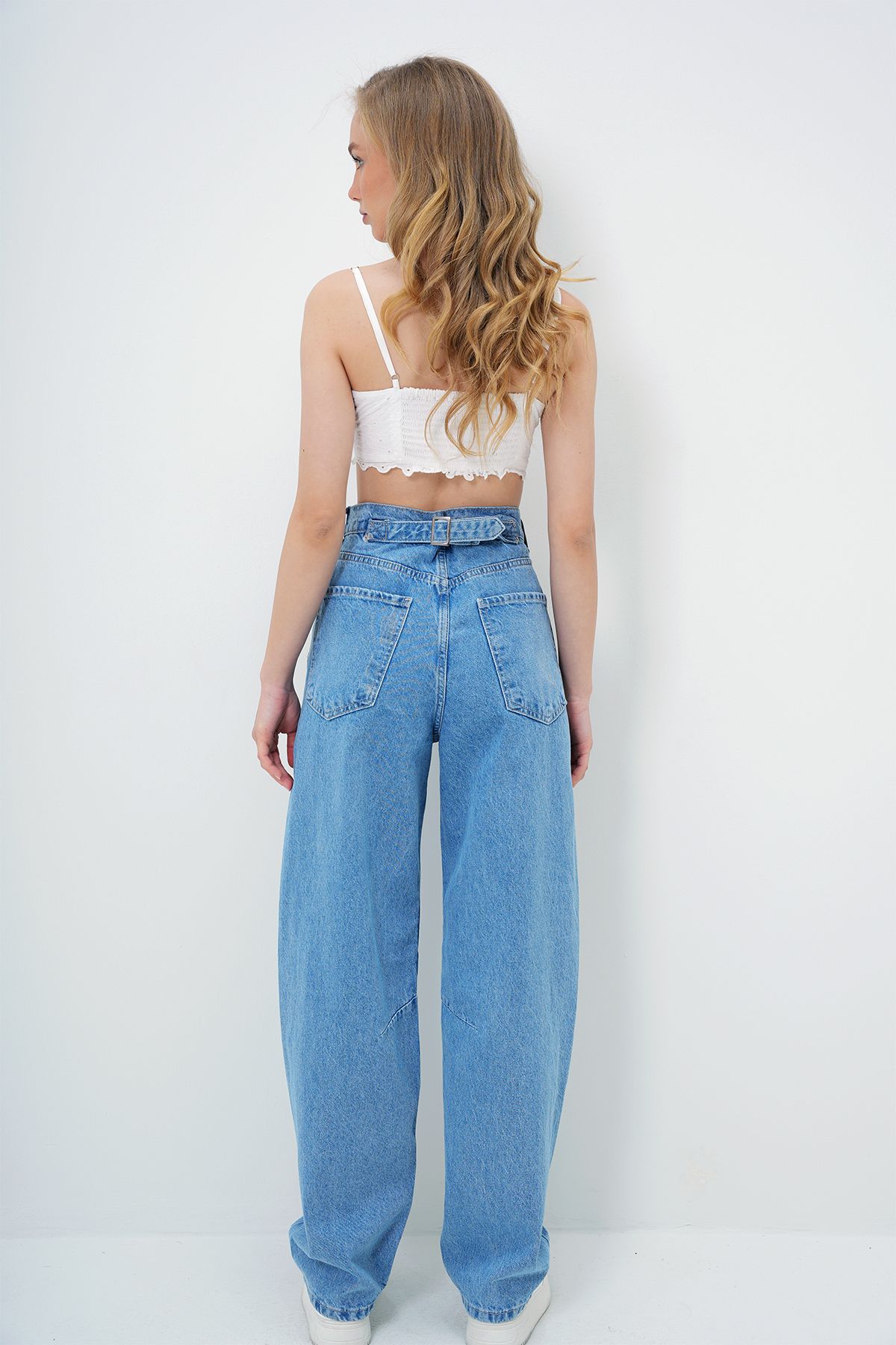 Kadın Açık Mavi Yüksek Bel Baggy Balloon Jean ALC-X12557