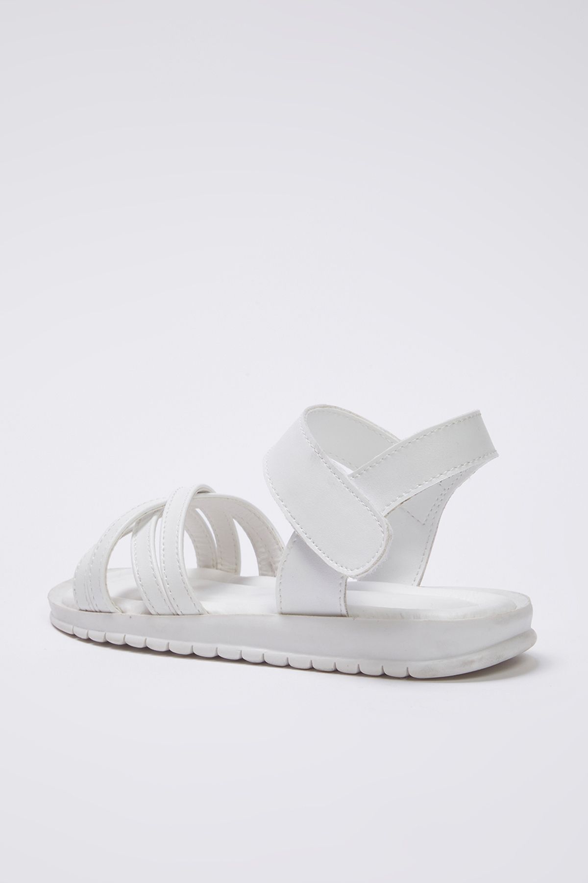 TRENDYOL SHOES-White Velcro Strap Big/Little Girls Kids Sandals Takss25Sd00040 3