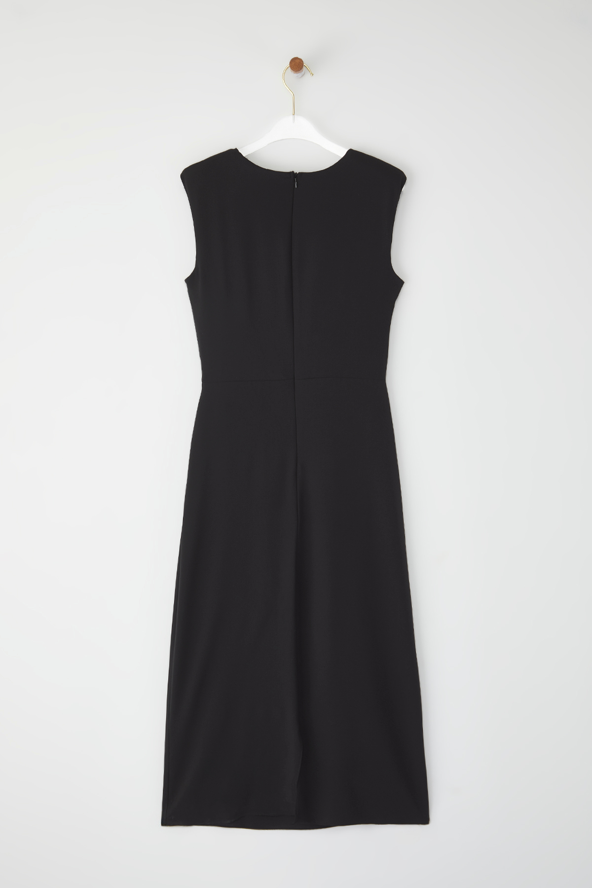 Trendyolmilla  Siyah Vücudu Saran Aksesuarlı Midi Dokuma Elbise TWOSS25EL00204 - Görsel 10