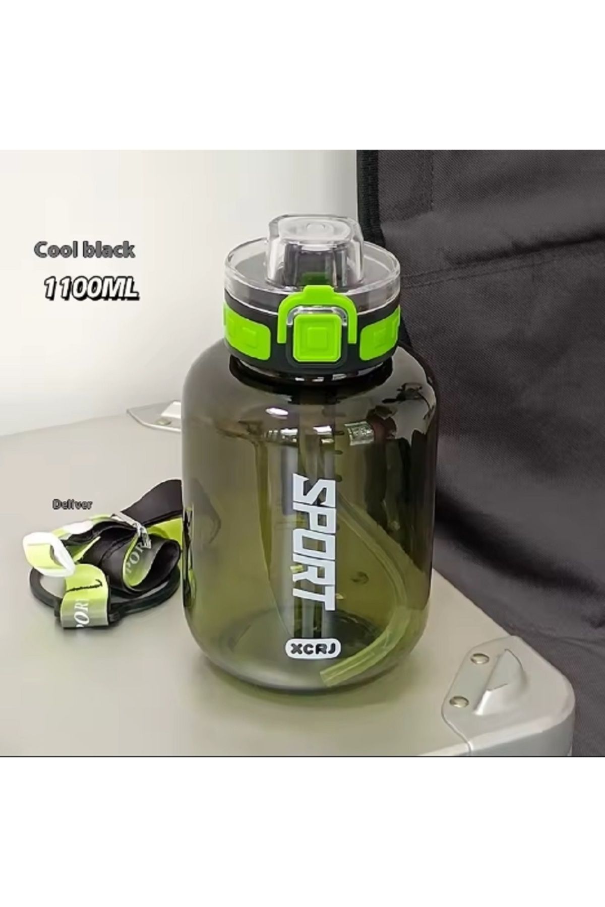 hediyeconcepti 1100ml Büyük Kapasiteli Taşınabilir Spor Matarası Meşrubat Termos Pipetli Kamp Koşu Matarası