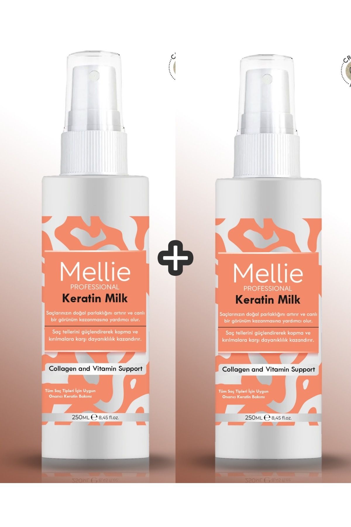 Mellie Professional Keratin Saç Bakım Sütü, Biotin ve Collagen içeren 2’li Set