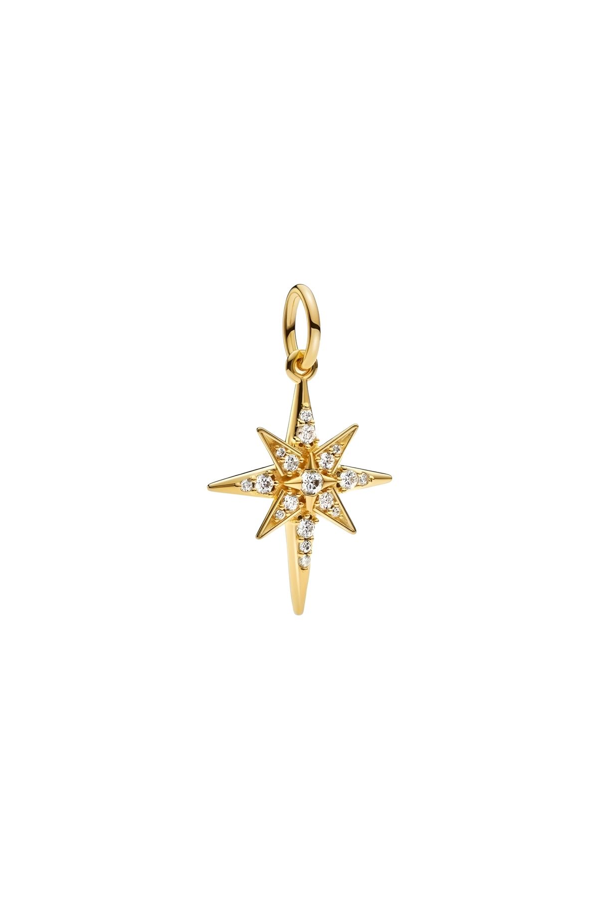 Lux Design 925 Ayar Gümüş Işıltılı Kuzey Kutup Yıldızı Sallantılı Charm