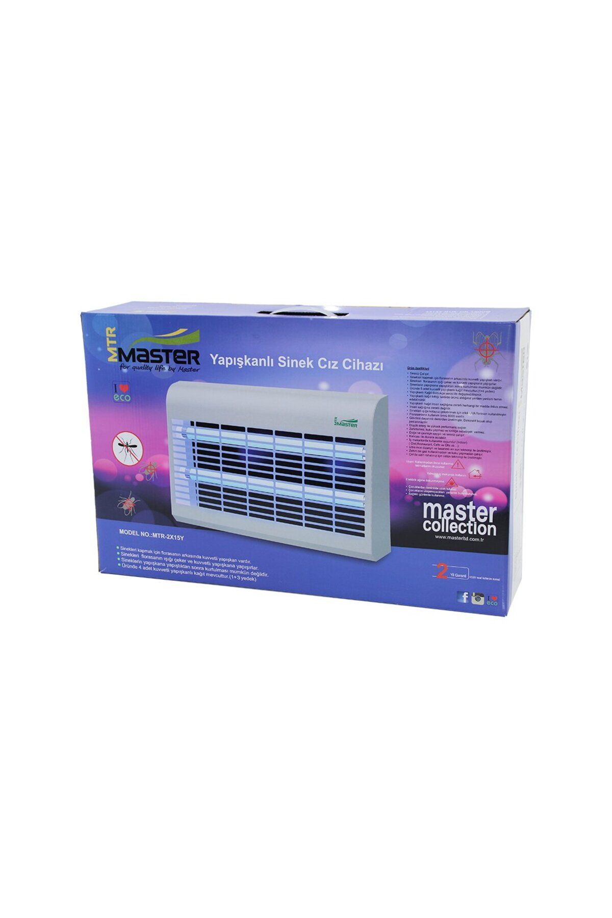 MCreative 2 LEDLİ SİNEK ÖLDÜRÜCÜ CIZ CİHAZI 30WYAPIŞKANLI 47.5X9X5X29CM100M2 ETKİNLİK ALANI MTR-2X15Y