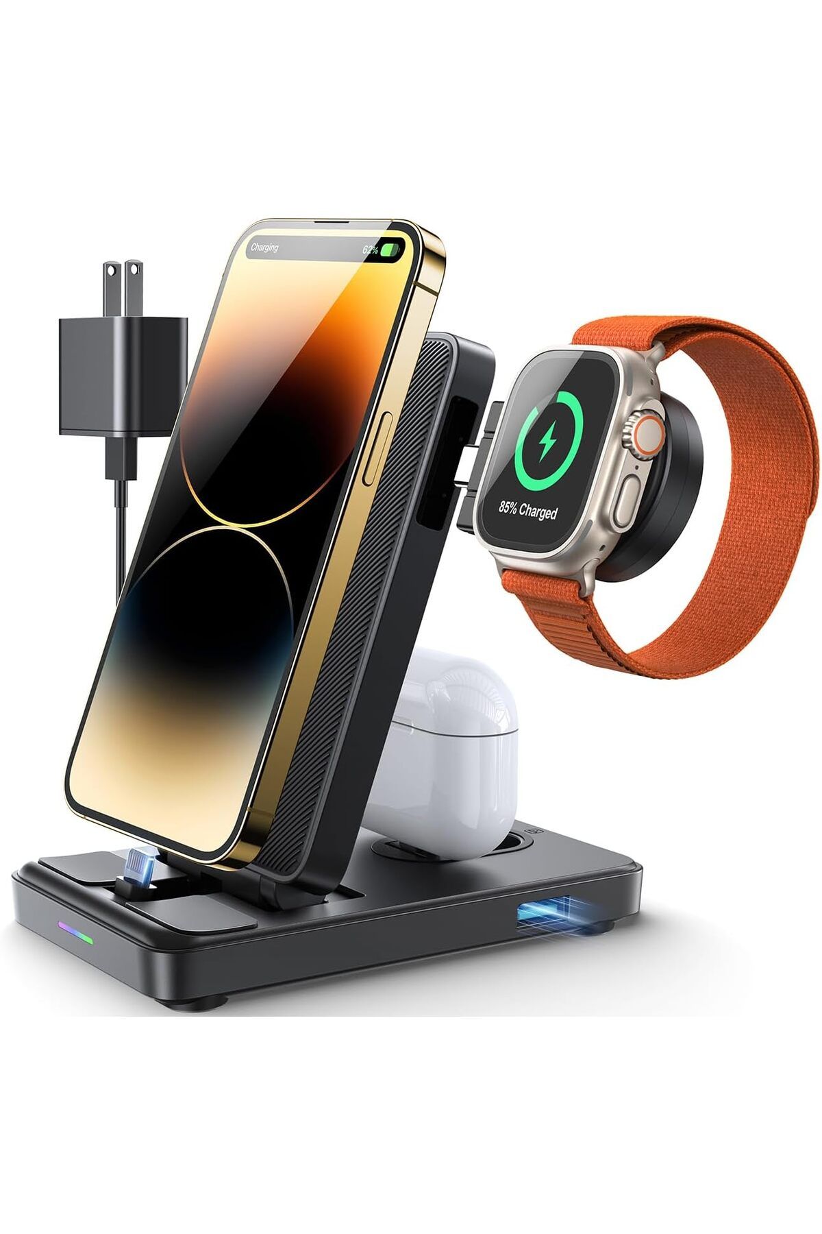 STOREMAX nffashopm 4'ü 1 arada Katlanabilir Şarj İstasyonu iPhone Serisi 14/13/12/11/X/XS/XR/8/7/6/5, AirP