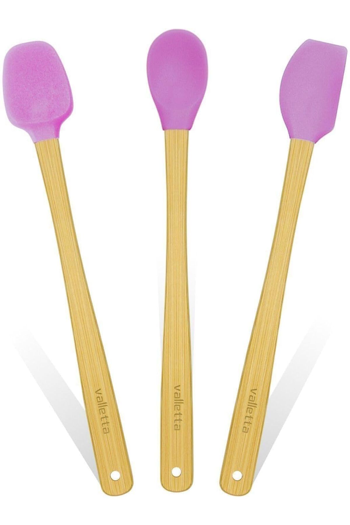 STOREMAX buystoremx Indigo 3'Lü Pembe Bambu Silikon Spatula Seti Uzun 26 Cm Vlt1508 newstar 1051066