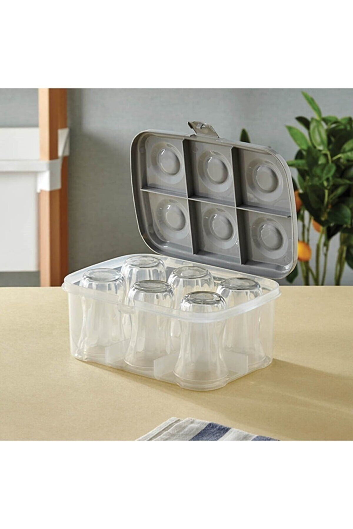 STOREMAX ysstorex Bardak Taşıma Kutusu Şeffaf - 6 Bardak Kapasiteli Piknik Kutusu StarColxlection 655141