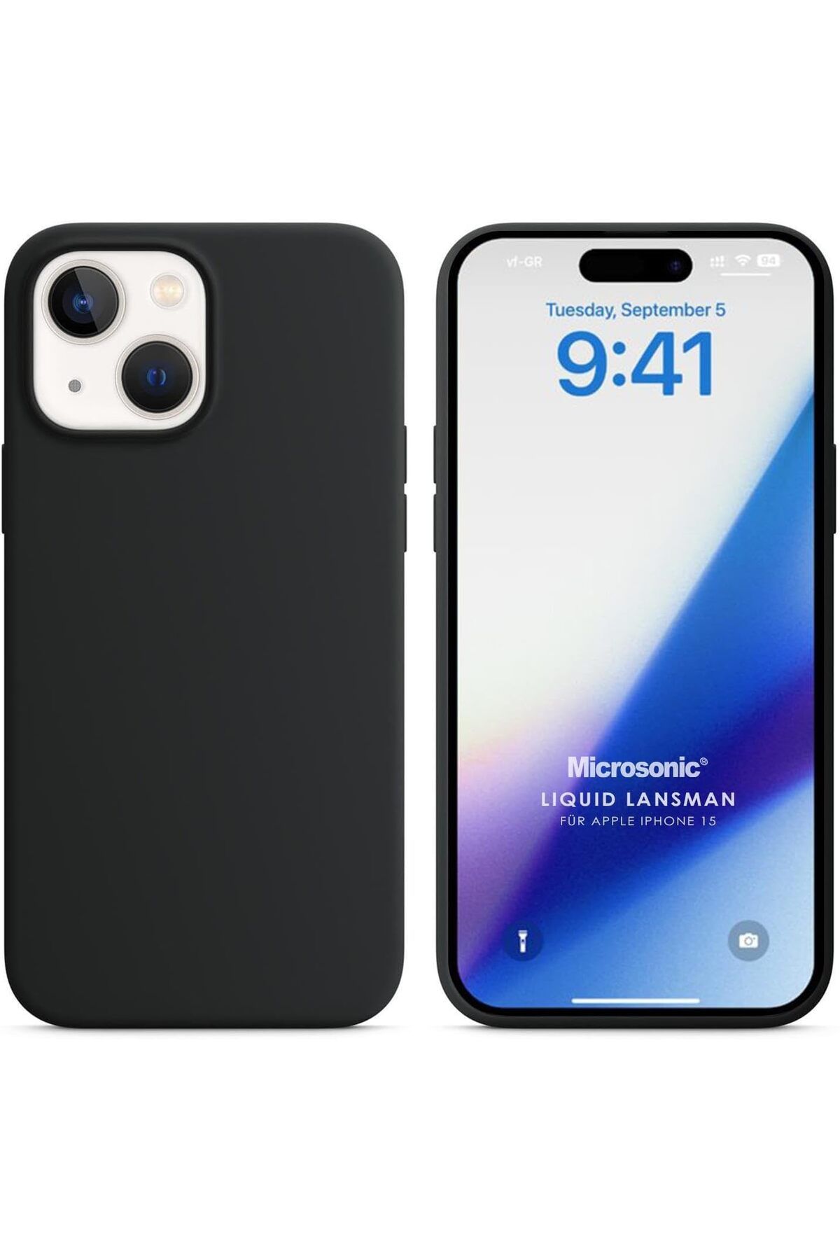 STOREMAX daliashops Kılıf iPhone 15 için Liquid Lansman Silikon Siyah [iPhone 15 ile Uyumlu Kılıf - Siy