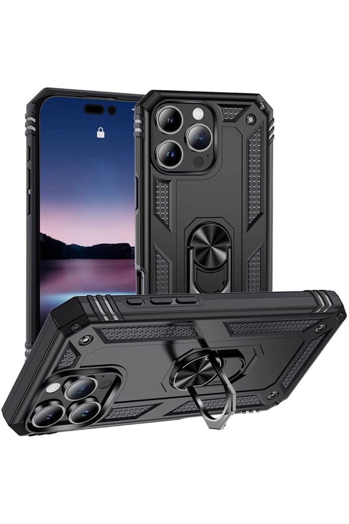 STOREMAX dlshop İle Uyumlu iPhone 16 Pro Max Kılıf ZORE Vega Kapak Siyah star 990396
