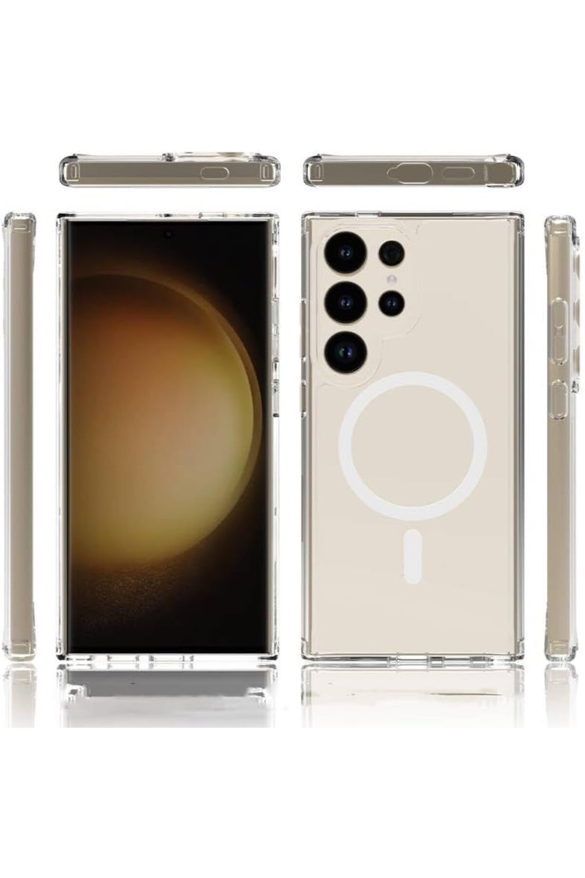 STOREMAX bystoreby Galaxy S24 Ultra Kılıf Kablosuz Şarj Özellikli Silikon Darbe Emici Şeffaf Kılıf New