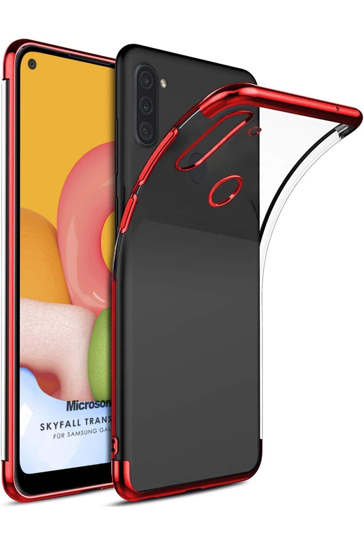 STOREMAX daliashops Galaxy A11 Kılıf Skyfall Transparent Clear Kırmızı Star Collection 542167