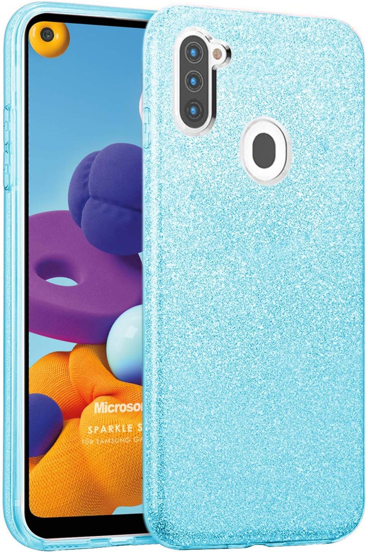 yenibagshop Galaxy M11 Uyumlu Kılıf Sparkle Shiny Mavi