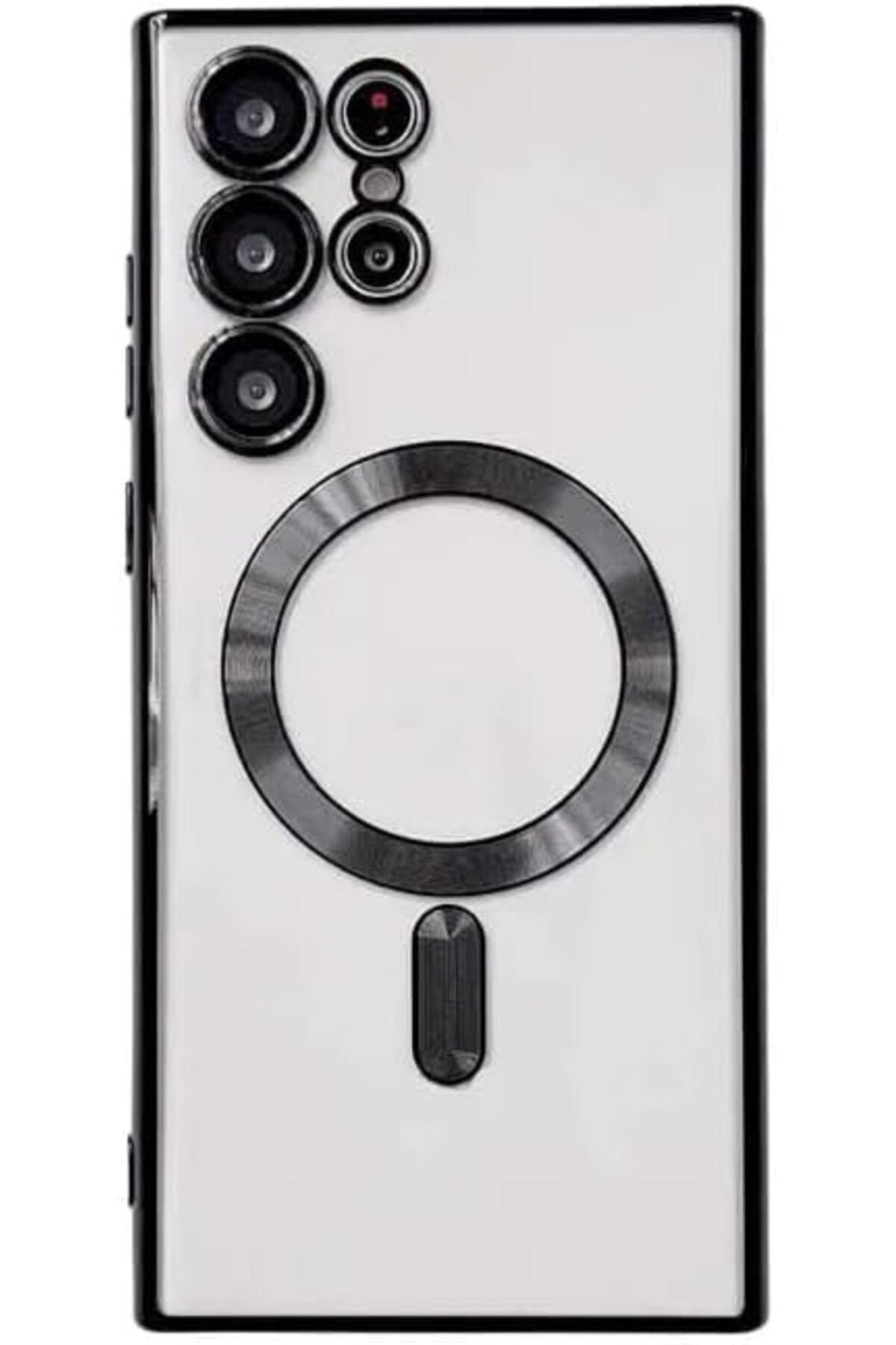 STOREMAX dlshop S25 ULTRA Kılıf Kamera Lens Korumalı Kablosuz Şarj Destekli Arkası Şeffaf Parlak Kenarl