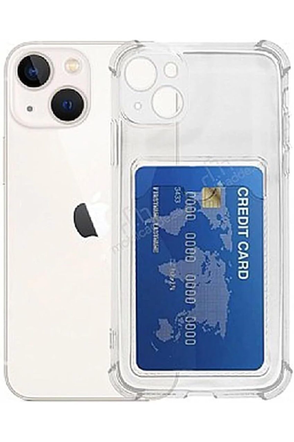 STOREMAX lbstorex AKSESUAR iphone 13 (6.1) Uyumlu Lüx Kartlıklı Şeffaf Telefon Kılıfı (Şeffaf) Newdsn
