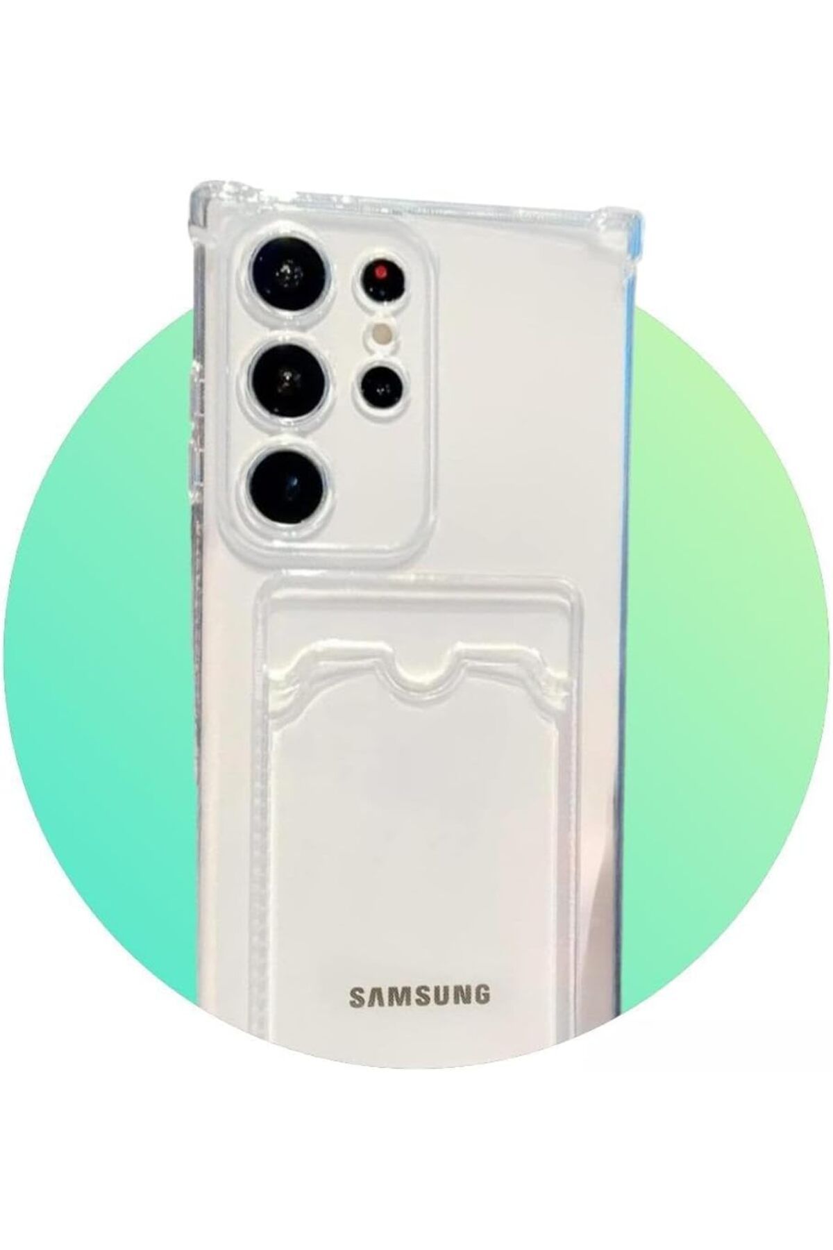 STOREMAX htpshopmx Galaxy S24 Ultra İle Uyumlu Kartlıklı, Darbeye Dayanıklı (Shockproof) Şeffaf Kılıf