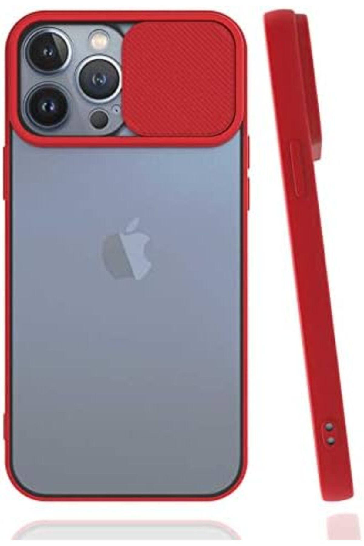STOREMAX htpshopmx iPhone 13 Pro Max İle Uyumlu Darbe Koruyucu Kamera Korumalı Prm Smooth Window Kırmızı