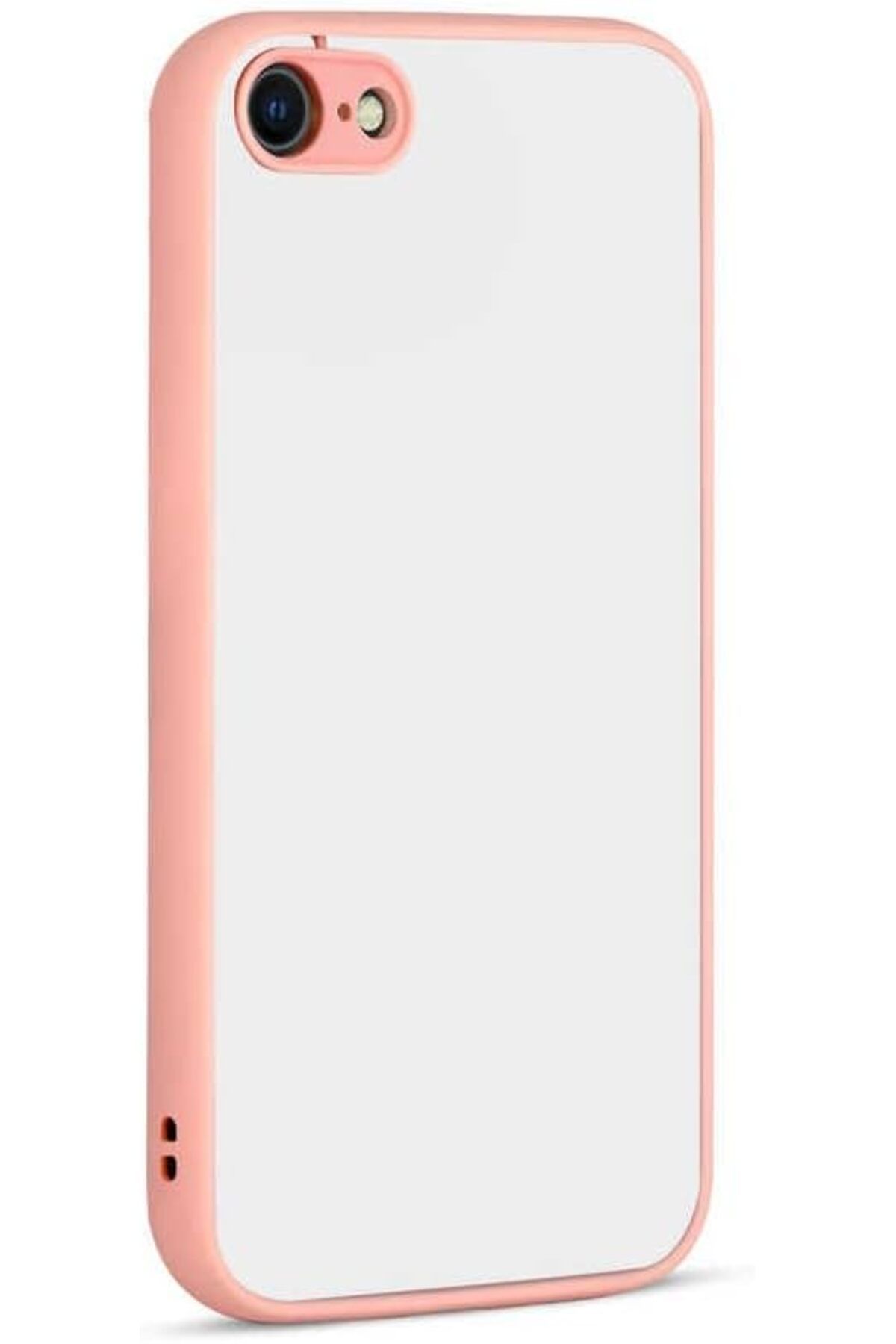 yenibagshop İphone 7/8 ve SE 2020 uyumlu  Yan Tuşları Renkli Kamera Korumalı Transparan TPU Kılıf (Pembe)