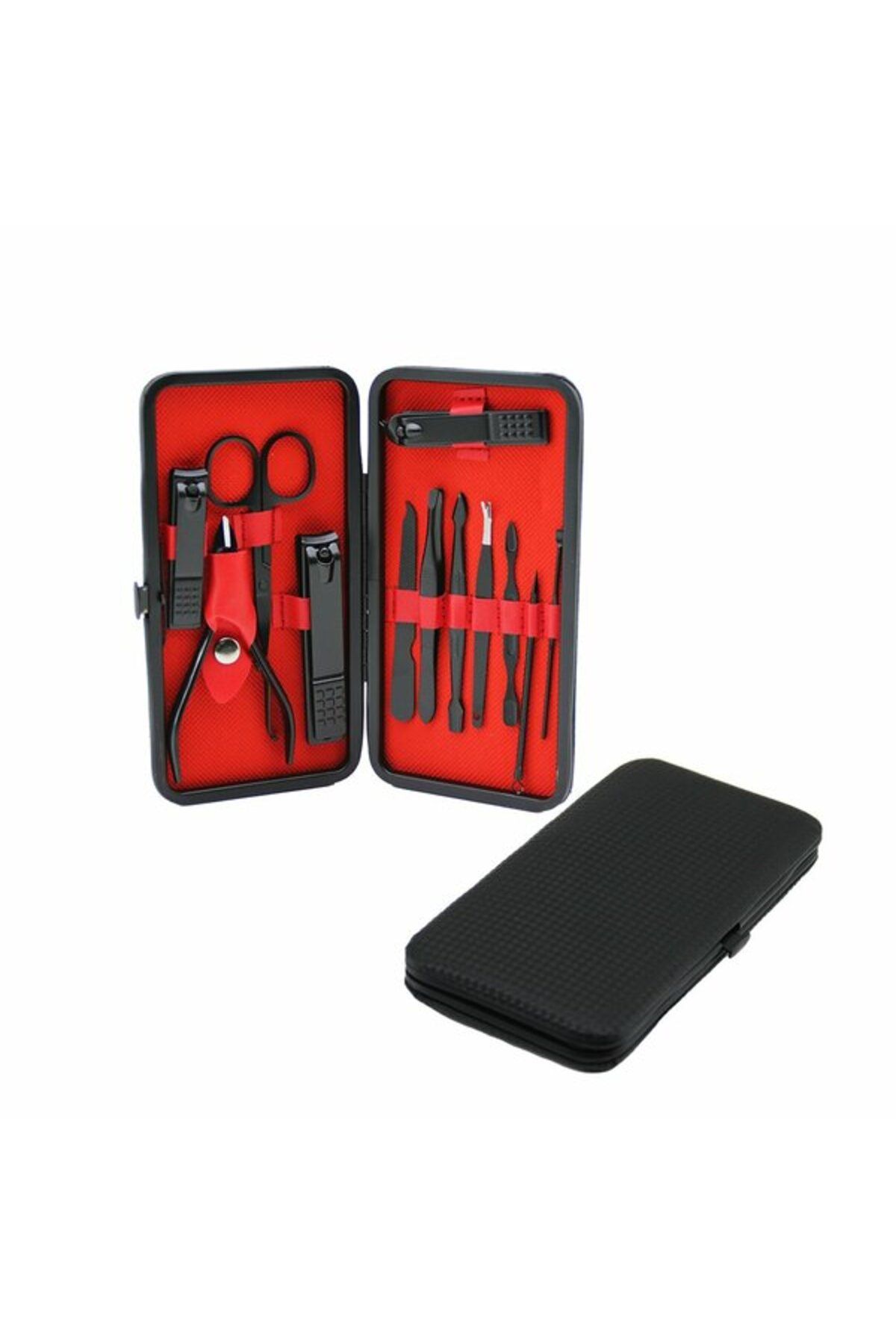 STOREMAX ysstorex 12PCS SİYAH MANİKÜR PEDİKÜR SETİ CÜZDAN MODELİ ÇANTALI StarColxlection 655141