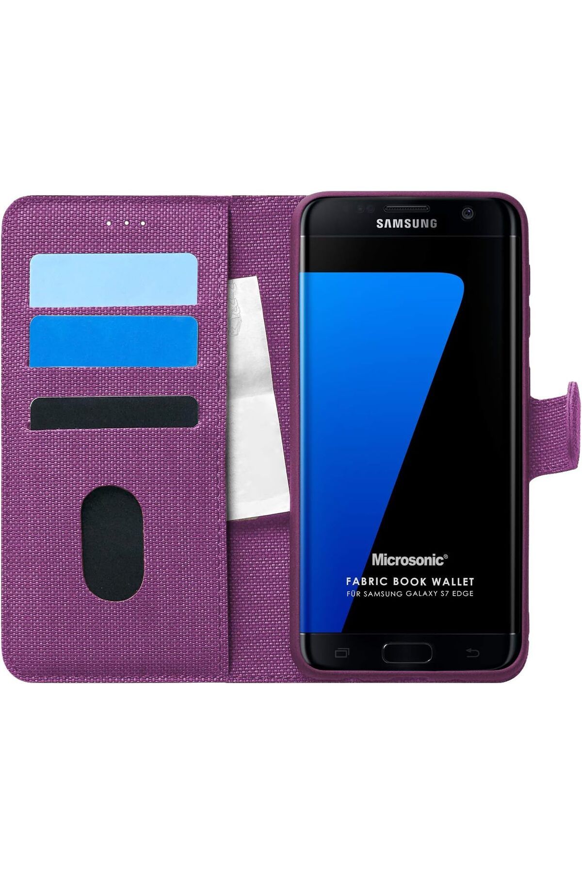 STOREMAX nffashopm Galaxy S7 Edge için Kılıf Fabric Book Wallet Mor [Galaxy S7 Edge ile Uyumlu Kılıf - M
