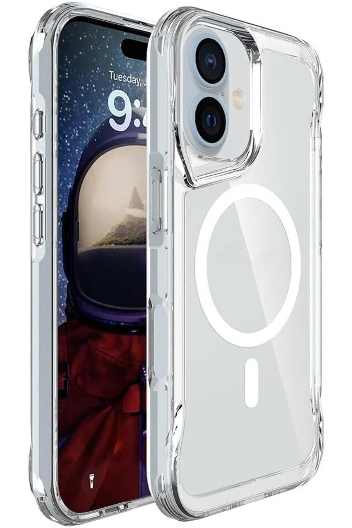 STOREMAX srhtDS İle Uyumlu iPhone 16 Kılıf ZORE Magsafe Şarj Özellikli T-Max Magsafe Kapak Şeffaf Desin
