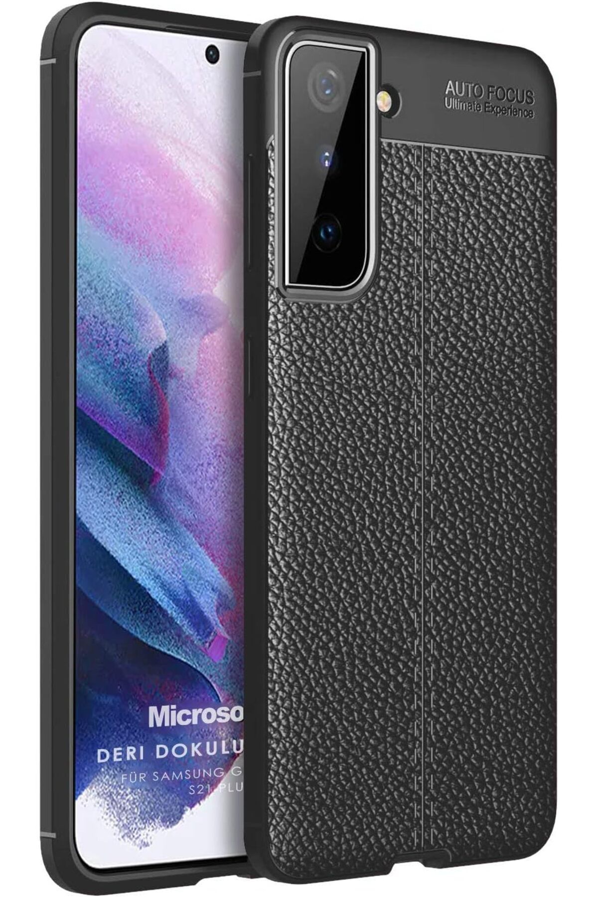 STOREMAX nffashopm Galaxy S21 için Kılıf Deri Dokulu Silikon Siyah [Galaxy S21 ile Uyumlu Kılıf - Siyah]