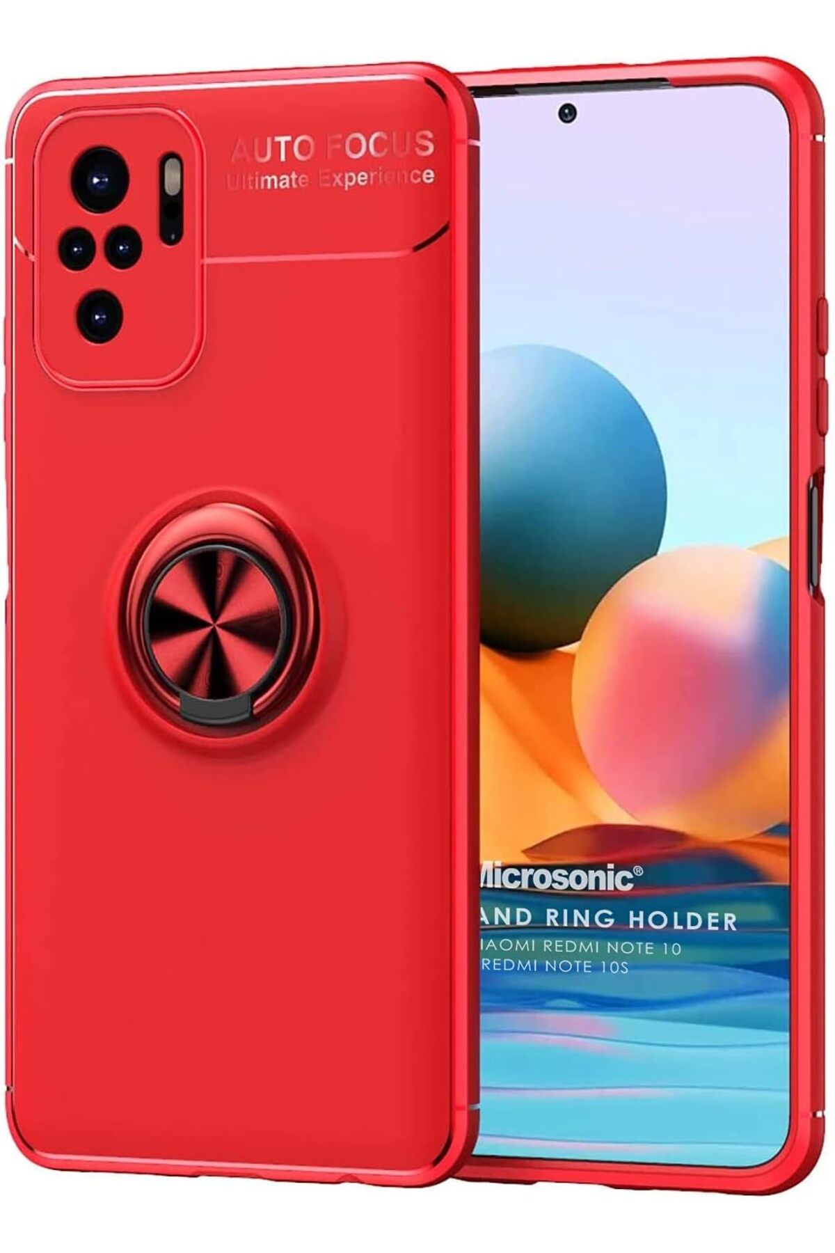 STOREMAX lvnmblya Xiaomi Redmi Note 10S için Kılıf Kickstand Ring Holder Kırmızı [Redmi Note 10S ile Uy