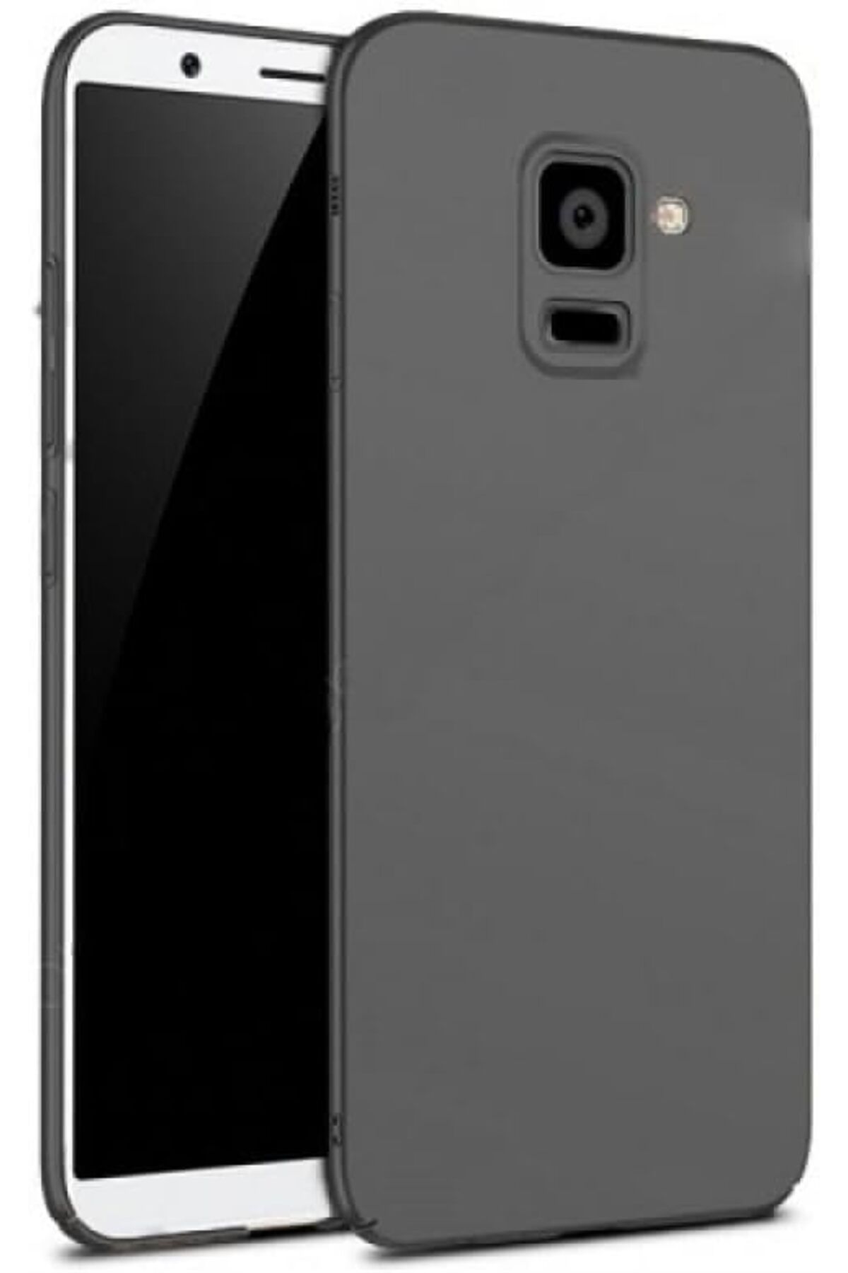 yenibagshop Galaxy A8 2018 Uyumlu Sert Rubber Silikon Kılıf (Siyah)