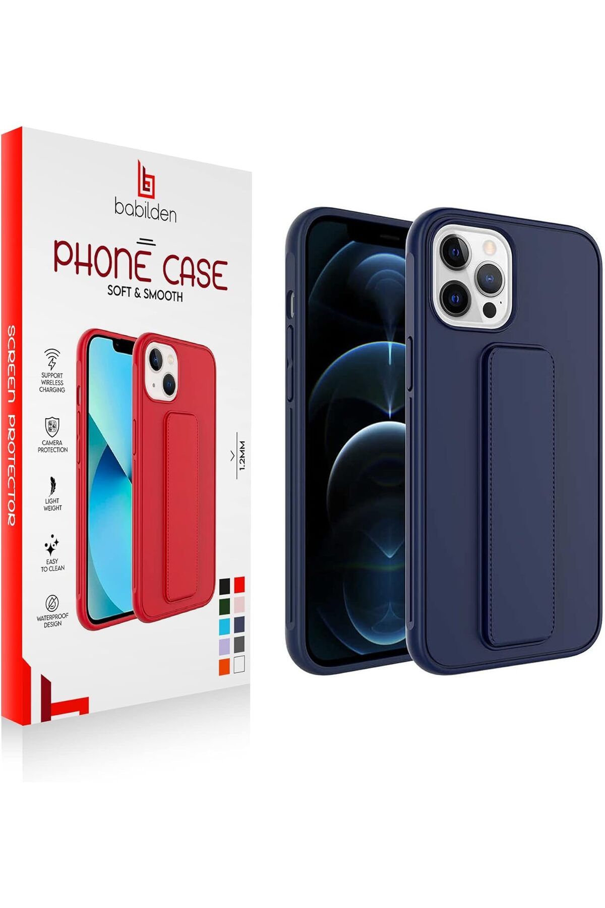 STOREMAX srhtDS iPhone Mıknatıslı Standlı Darbe Emici Ibola iPhone 12 Pro Kılıf (Lacivert) Desing 26645