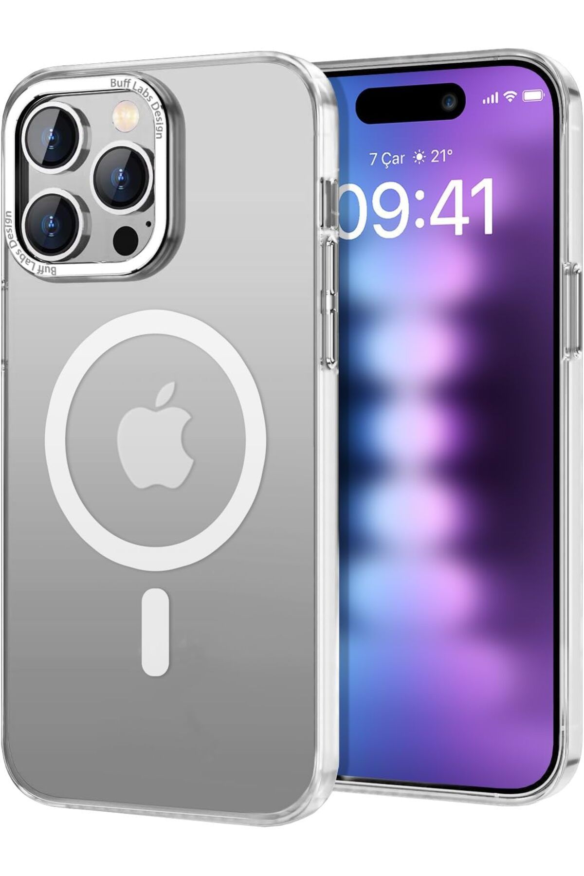 STOREMAX htpshopmx LABS Buff iPhone 15 Pro Max ile Uyumlu TaoFit Manyetik Yarı Saydam Metal Çerçeve Kılı