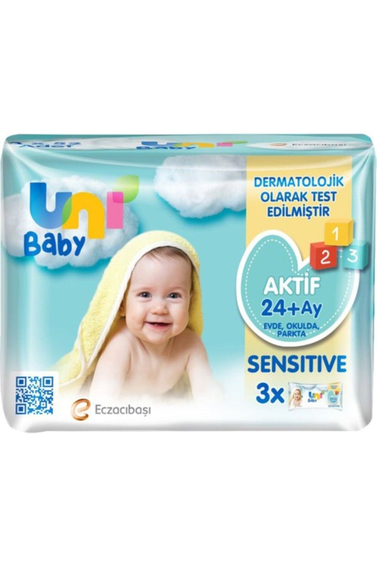 Uni Baby Islak Mendil Aktif Sensıtıve 3 X 52 Lı (24+ Ay)