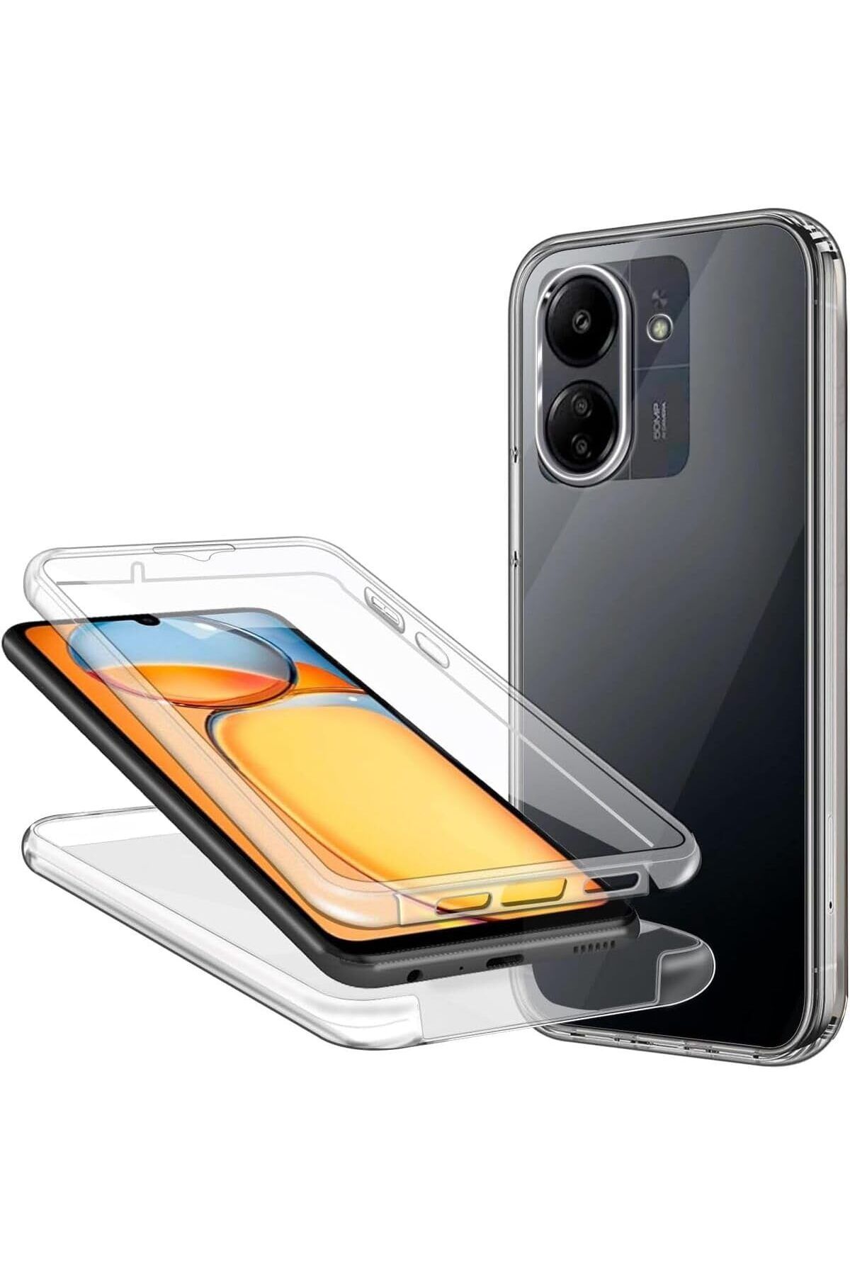 STOREMAX dlshop Xiaomi Redmi 13C Kılıf 360 Şeffaf Ön Arka Korumalı Şeffaf Silikon ile uyumlu star 99039