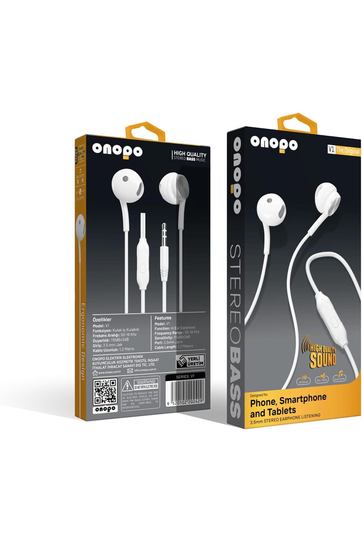 yenibagshop Stereo Kablolu Kulaklık Extra Bass Dinleme 3.5MM Kulakiçi Kulaklık - V1