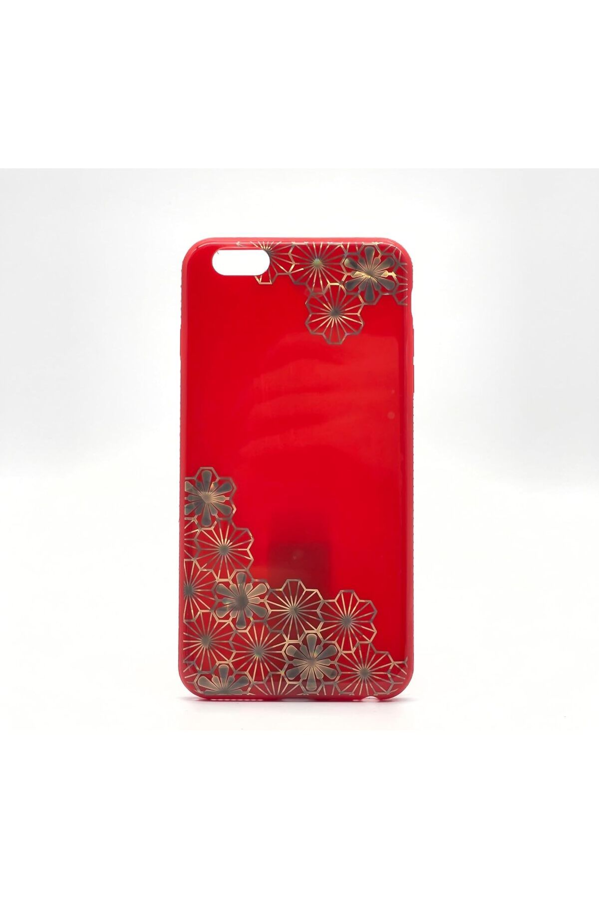 yenibagshop 7 Plus / 8 Plus Uyumlu Baskılı Desenli Yanları Taşlı Sert Yumuşak Silikon Kılıf (Kırmızı)