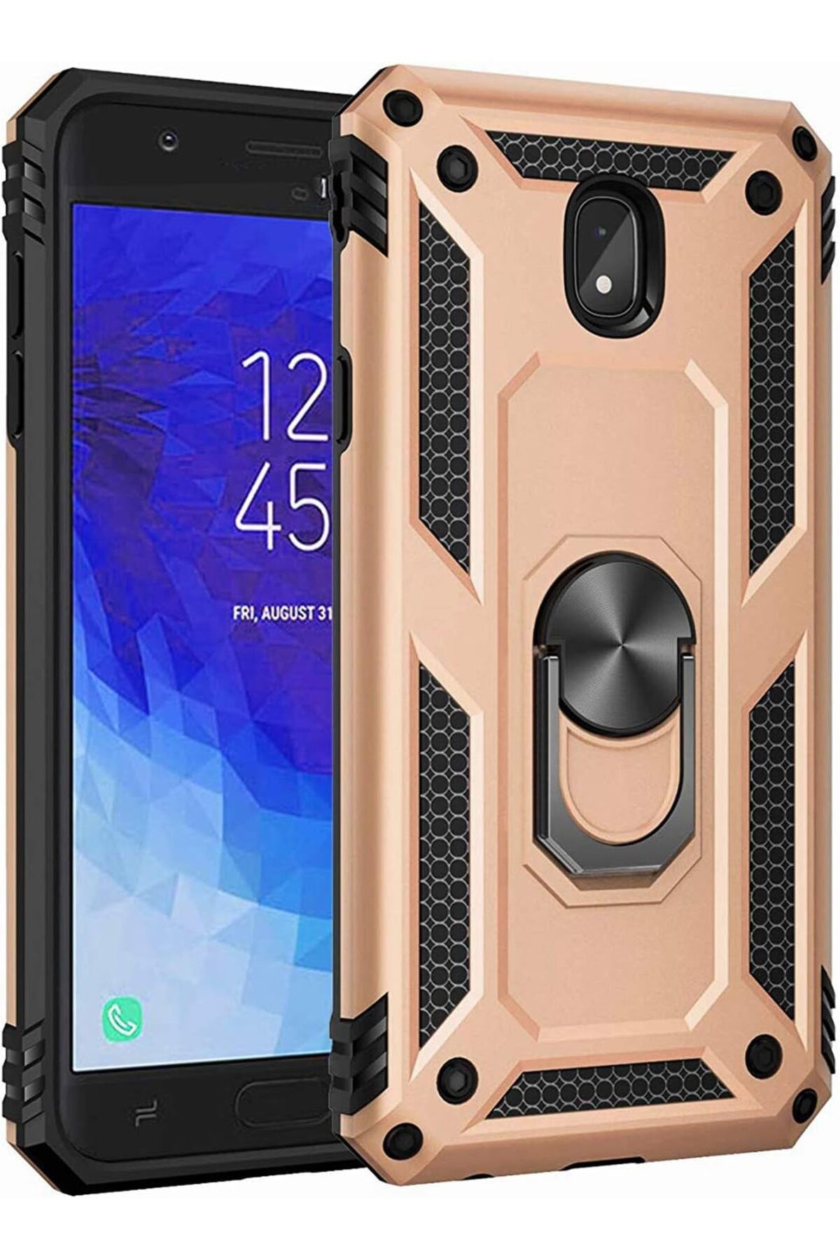 STOREMAX nffashopm Galaxy J7 Pro için Kılıf Military Ring Holder Gold [Galaxy J7 Pro ile Uyumlu Kılıf -