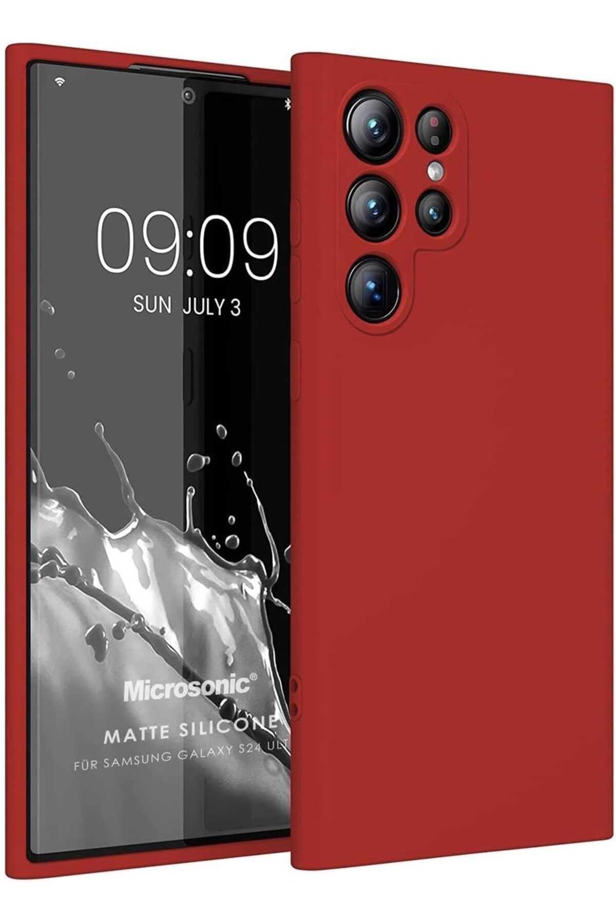 STOREMAX htpshopmx Matte Silicone Galaxy S24 Ultra için Kılıf Kırmızı [Galaxy S24 Ultra ile Uyumlu Kı