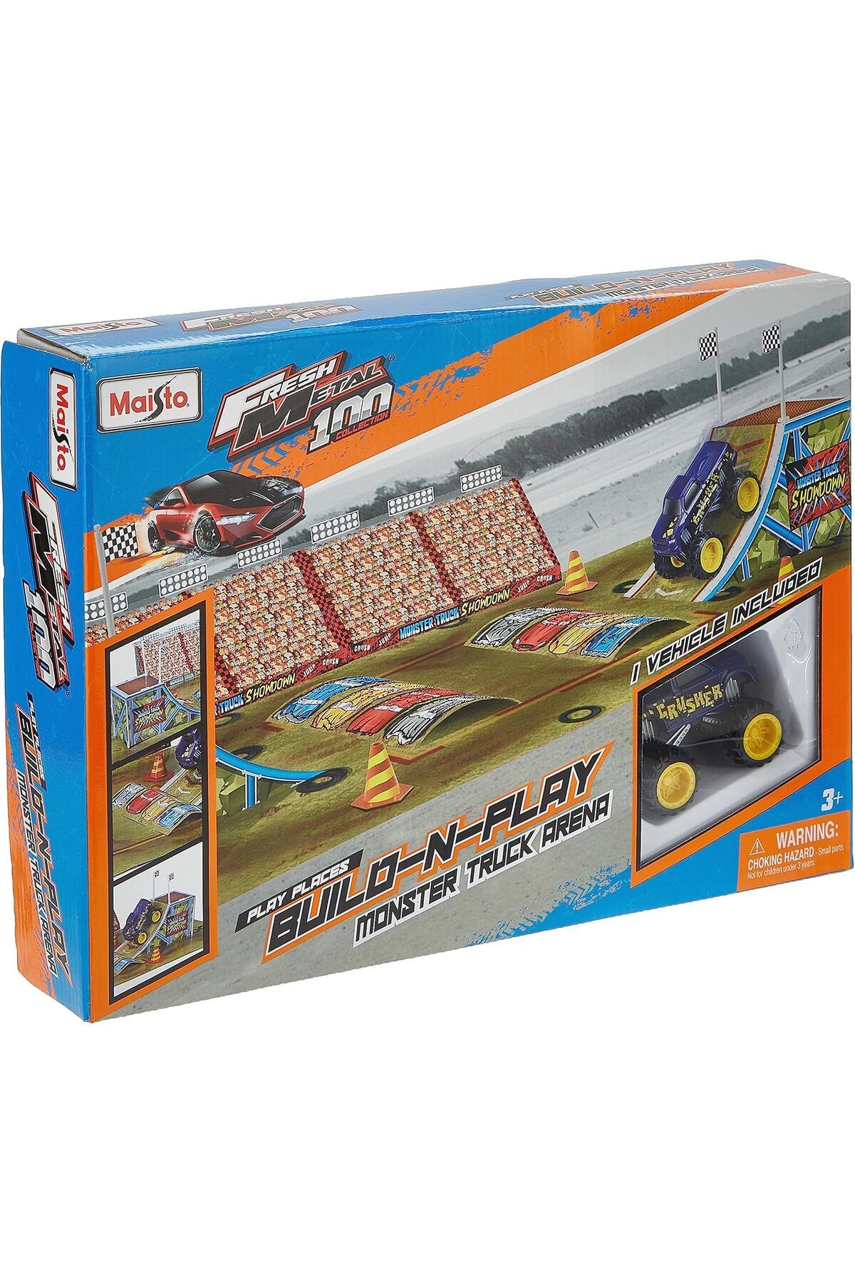 yenibagshop Fresh Metal Build-N-Play Monster Truck Arena Set
