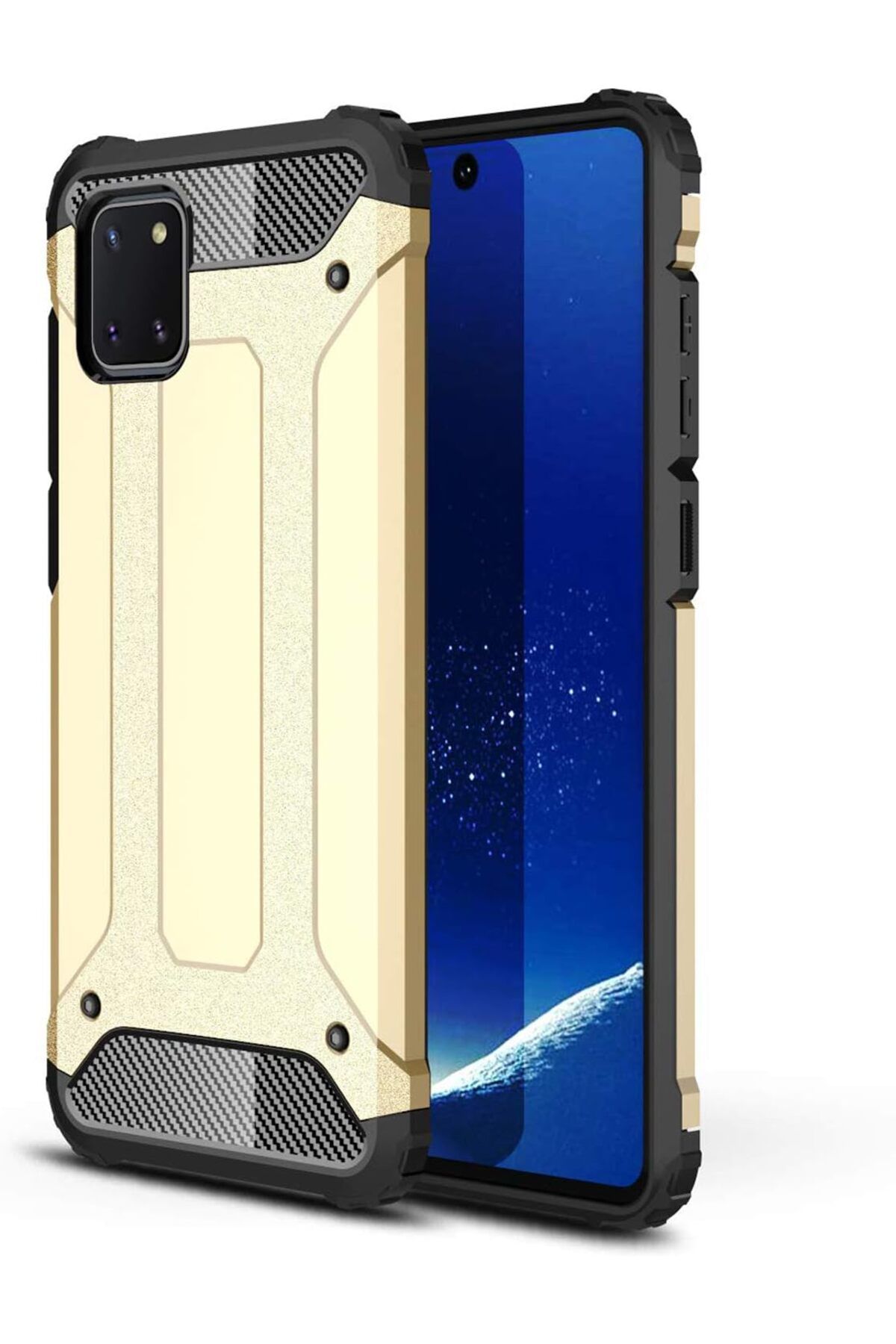 STOREMAX nffashopm Galaxy A81 (Note 10 Lite) için Kılıf Rugged Armor Gold [Galaxy A81 ile Uyumlu Kılıf -