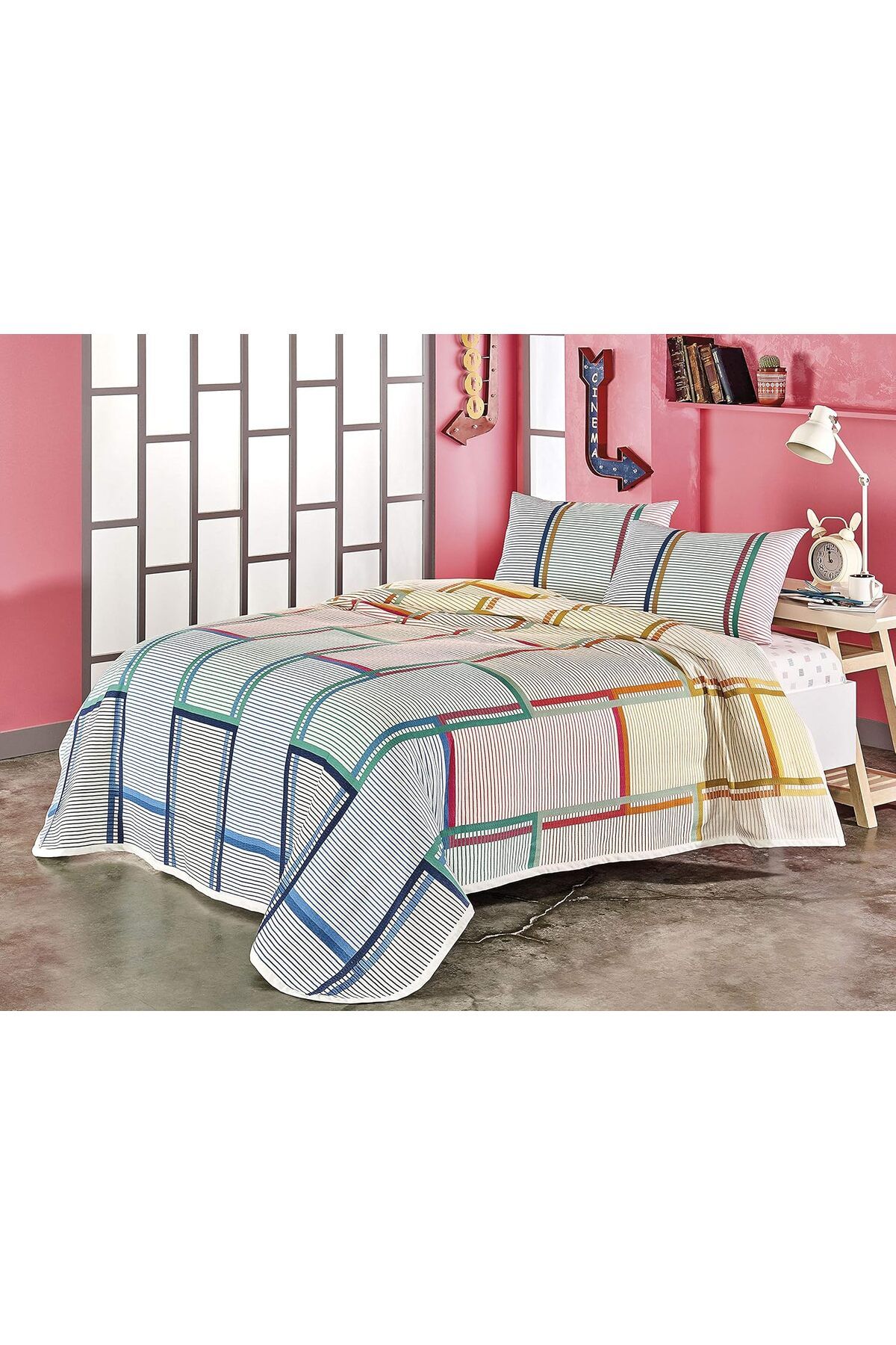 yenibagshop 60249677 Santana Tek Kişilik Pike Takımı, Kırmızı