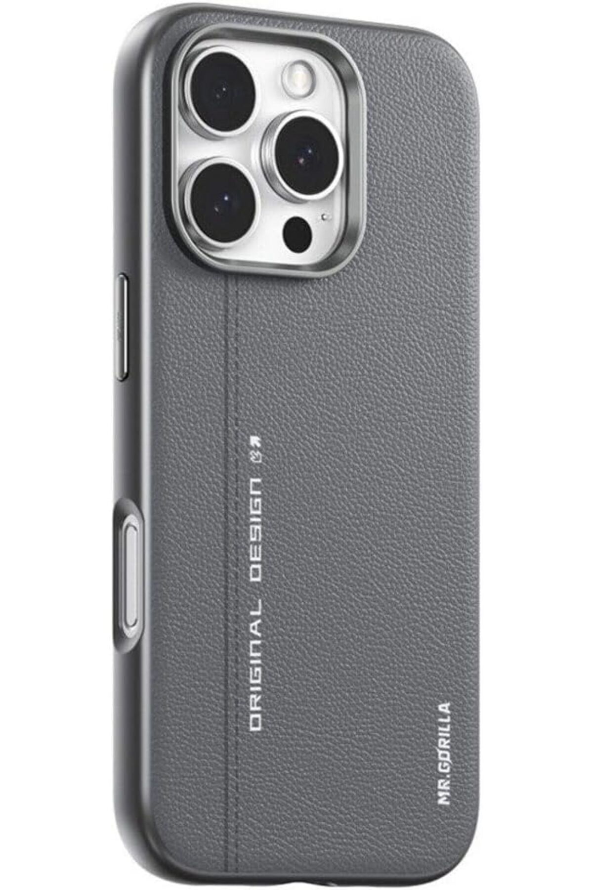 STOREMAX nffashopm iPhone 16 Pro Uyumlu Premium Leather Manyetik Özellikli Gri Deri Telefon Kılıfı stores