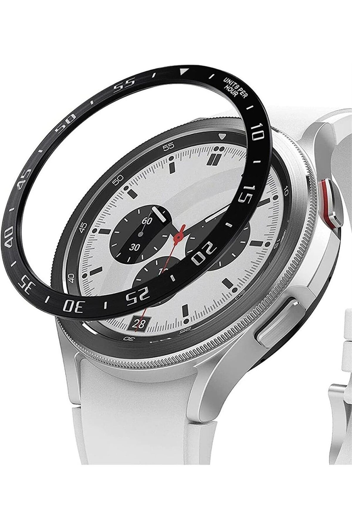 STOREMAX htpshopmx Galaxy Watch 4 Classic (46MM) Spor Koruyucu Metal Çerçeve Bezel Siyah str http 1092444