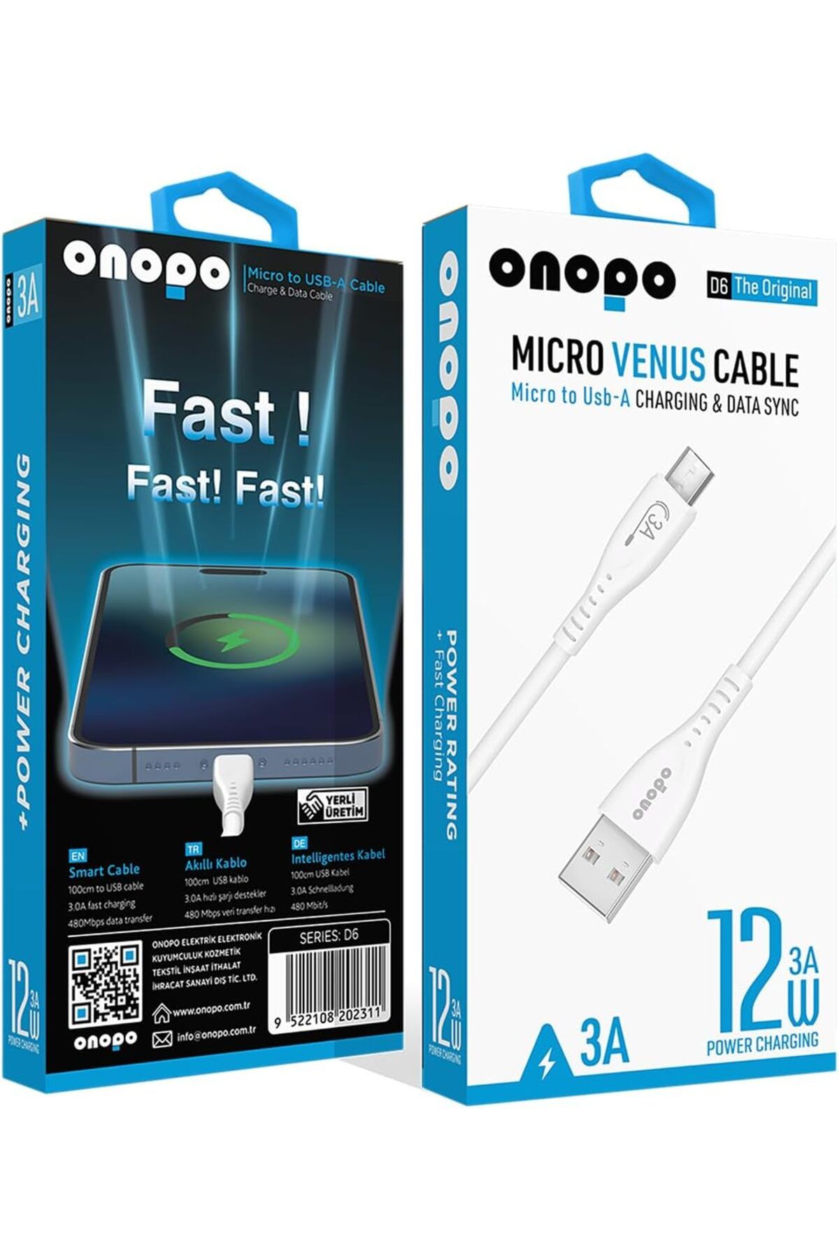 STOREMAX htpshopmx Android Uyumlu Micro Usb Hızlı Şarj ve Data Kablosu 3.0A / 1MT - D6 str http 1092444