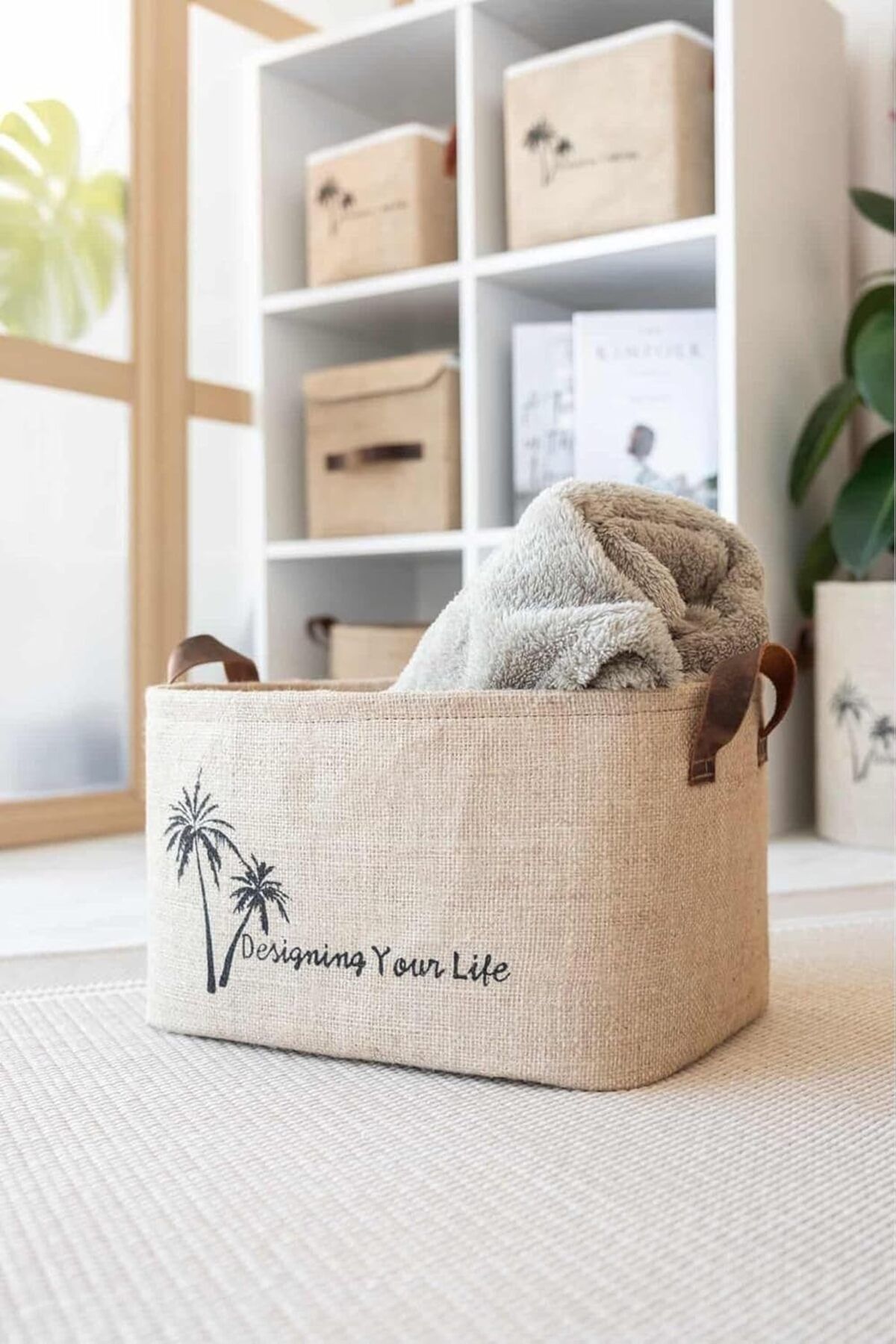 salesalbutik Bee Jüt Dolap İçi Çamaşır Çocuk Odası Oyuncak Düzenleyici KatlanırSaklama Sepeti Organizer 29x20x18