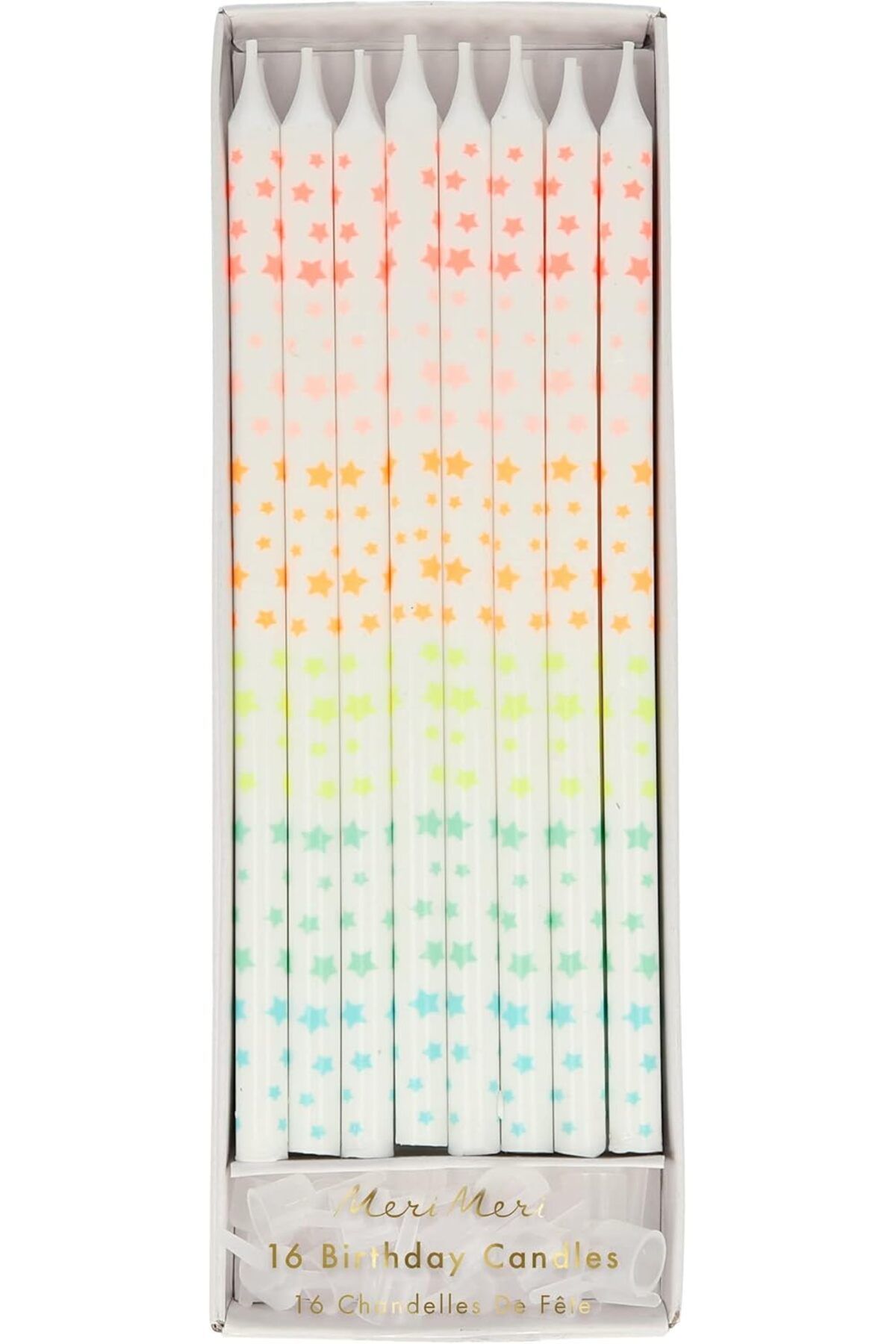 yenibagshop Meri 216019 Yıldız Desenli Mumlar, Çok Renkli