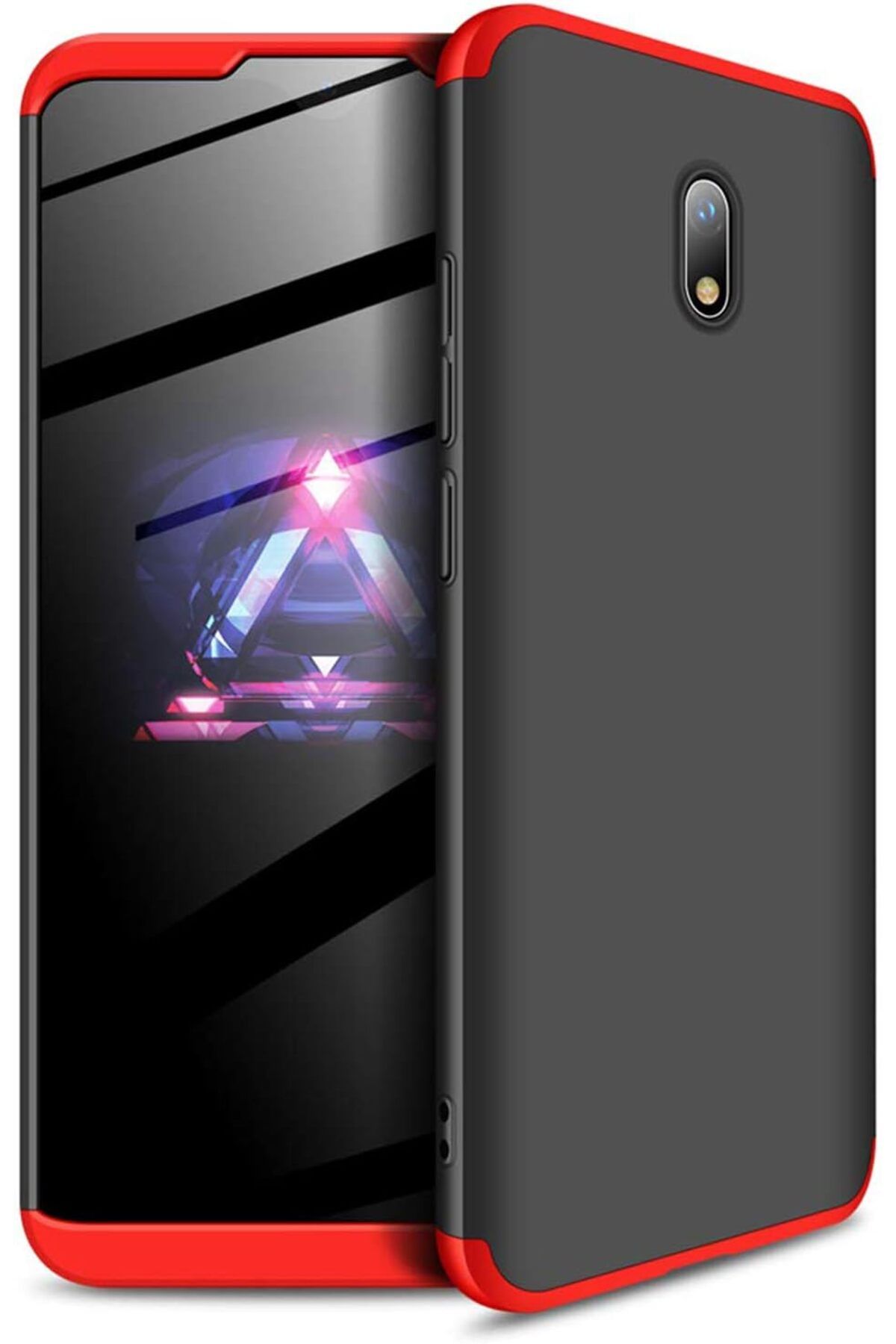 STOREMAX nffashopm Xiaomi Redmi 8A için Kılıf Double Dip 360 Protective Siyah Kırmızı [Redmi 8A ile Uyu