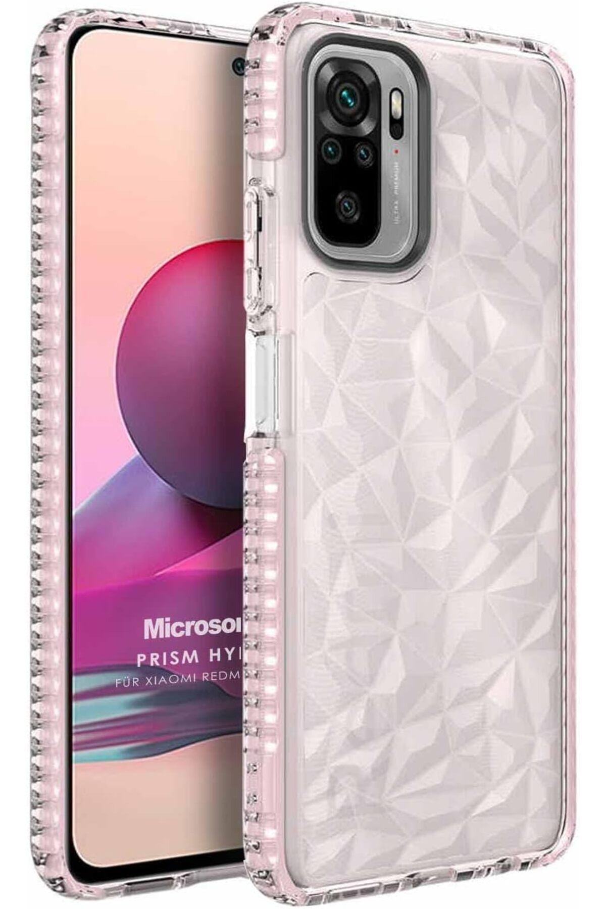 STOREMAX htpshopmx Xiaomi Redmi Note 10S için Kılıf Prism Hybrid Pembe [Redmi Note 10S ile Uyumlu Kılıf