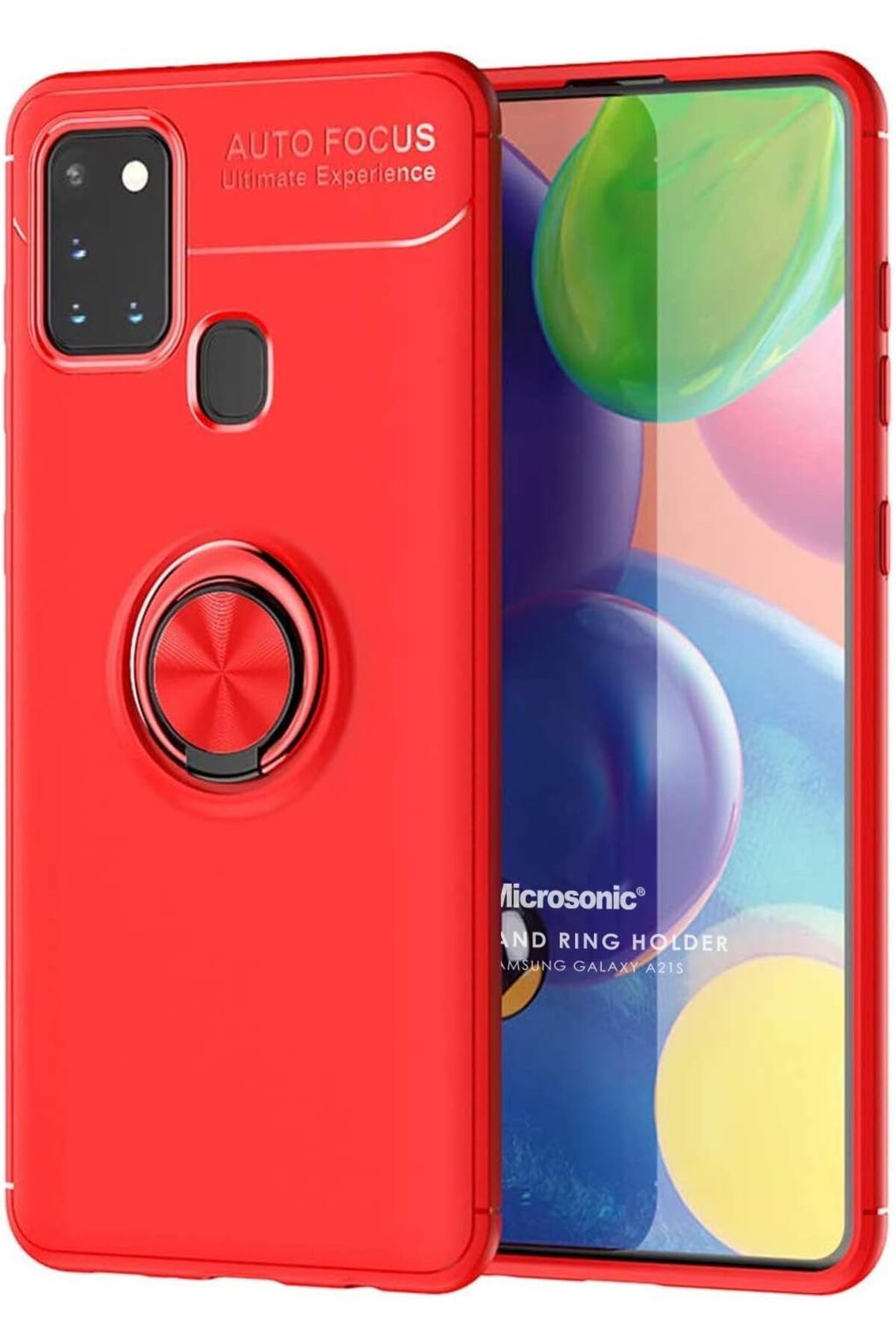 STOREMAX nffashopm Galaxy A21s için Kılıf Kickstand Ring Holder Kırmızı [Galaxy A21s ile Uyumlu Kılıf